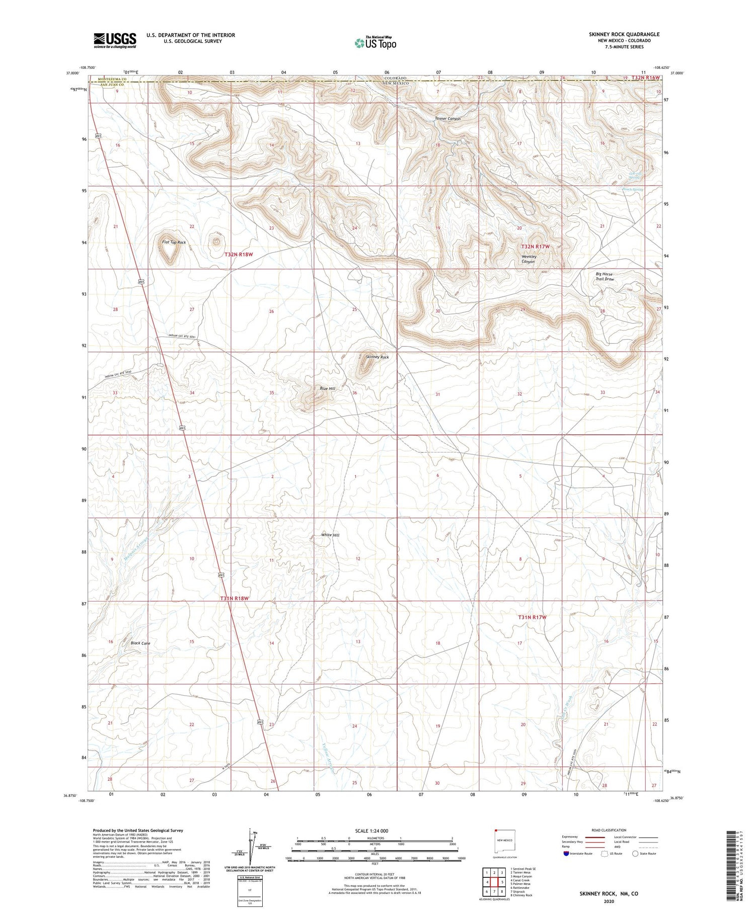Skinney Rock New Mexico US Topo Map Image