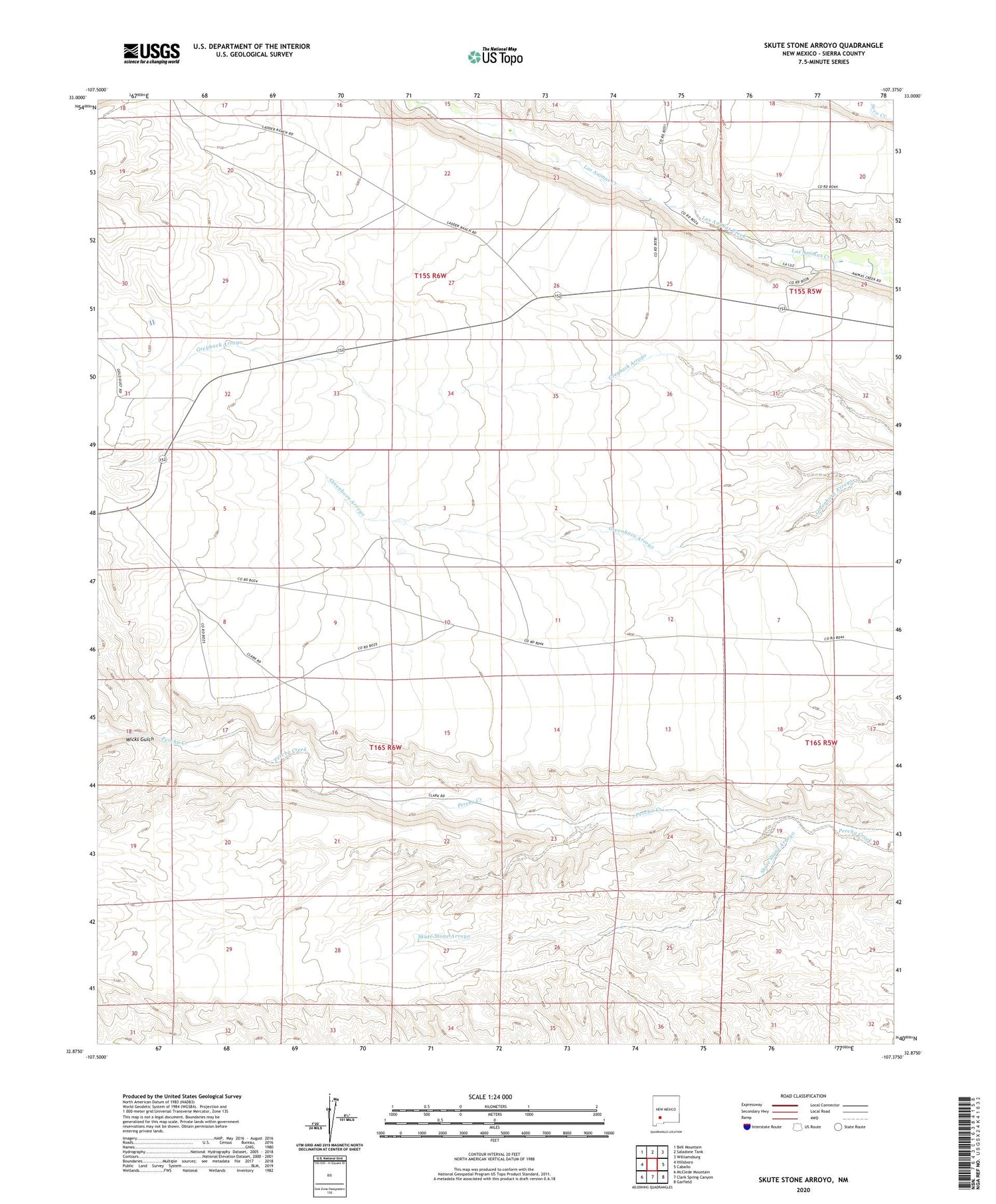 Skute Stone Arroyo New Mexico US Topo Map Image
