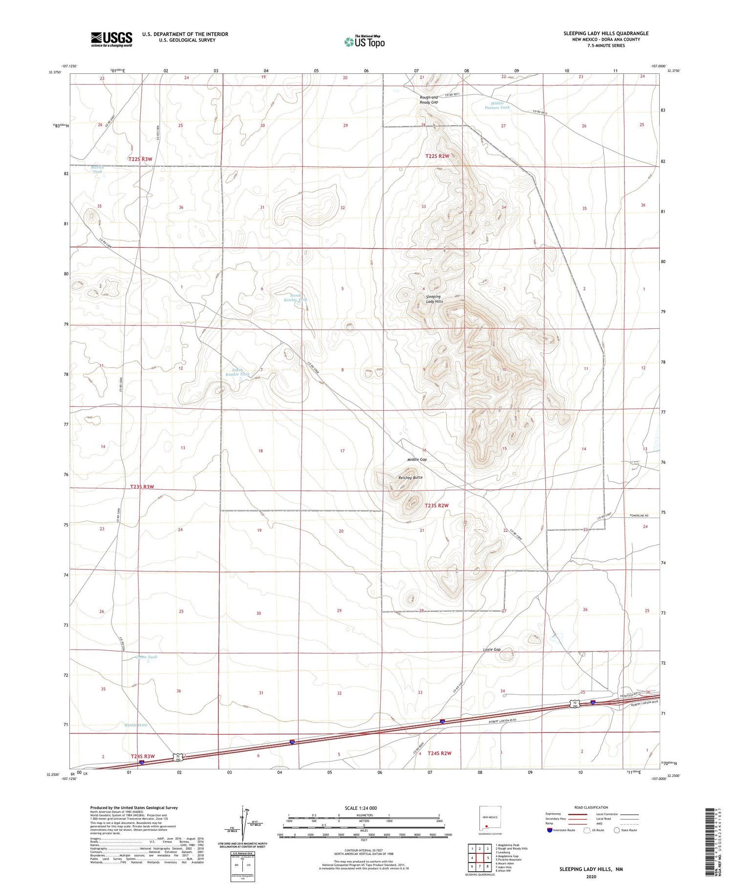 Sleeping Lady Hills New Mexico US Topo Map Image