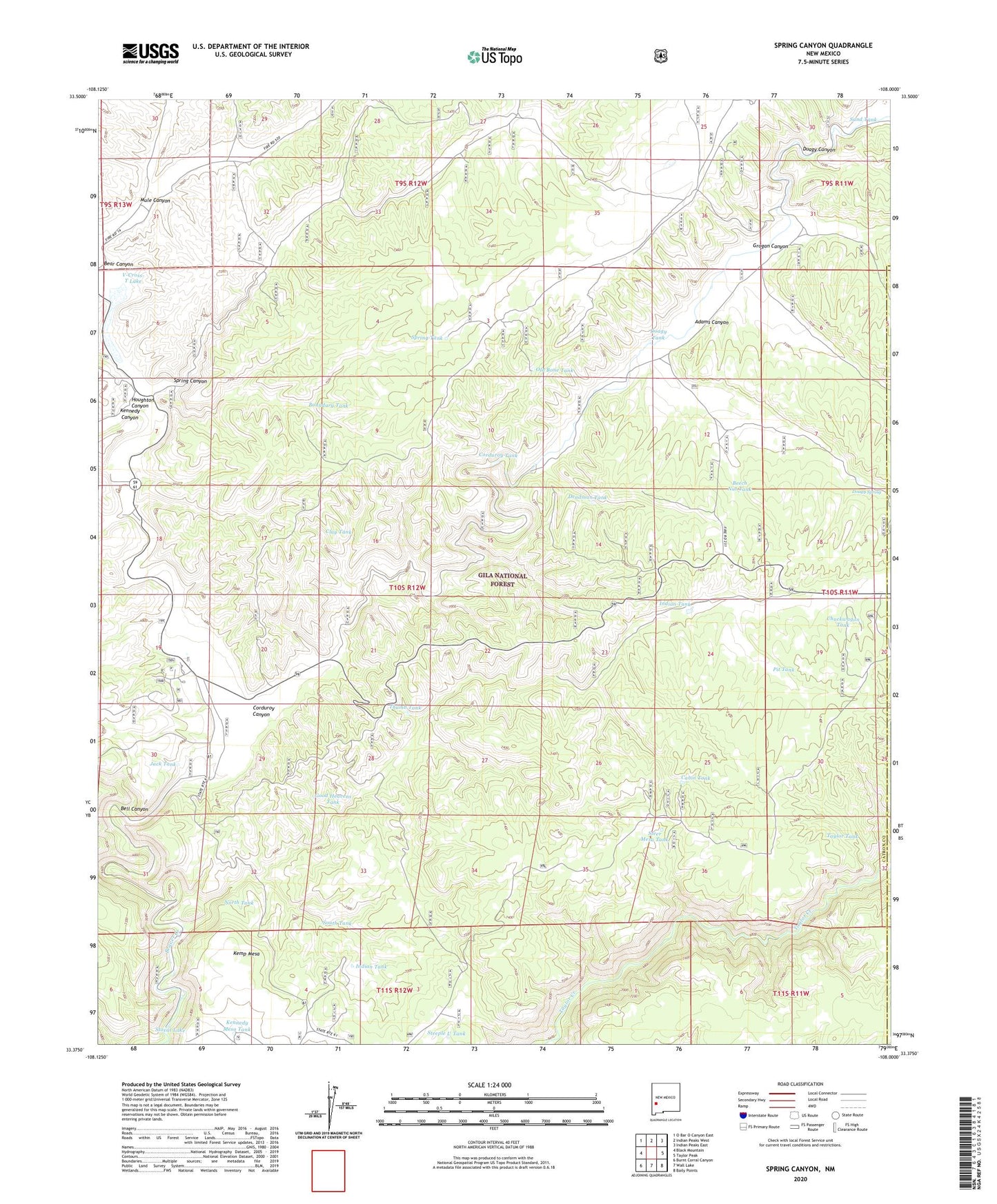 Spring Canyon New Mexico US Topo Map Image