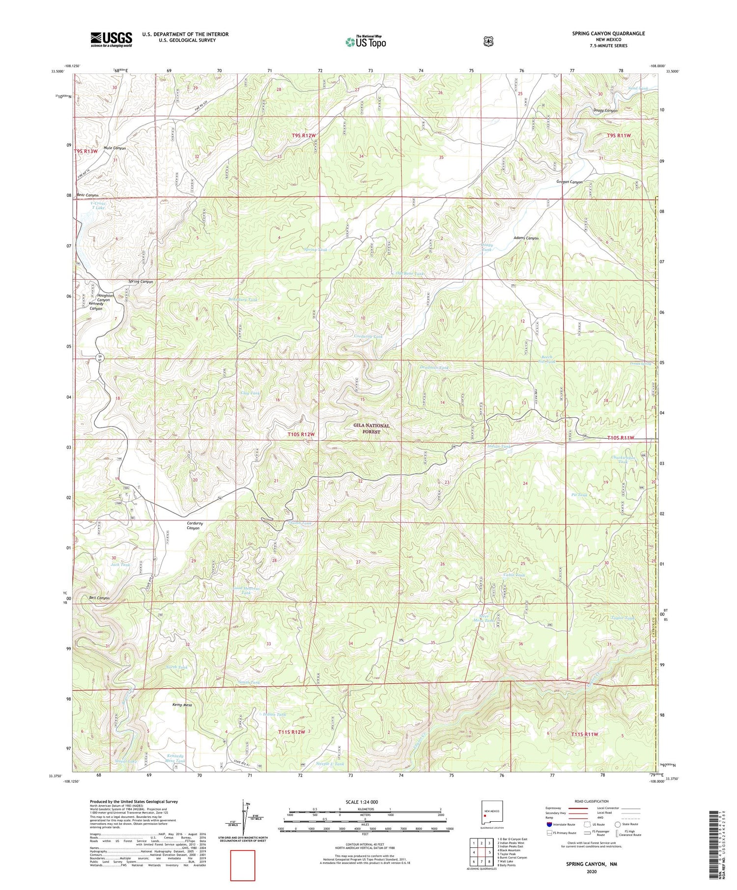 Spring Canyon New Mexico US Topo Map Image