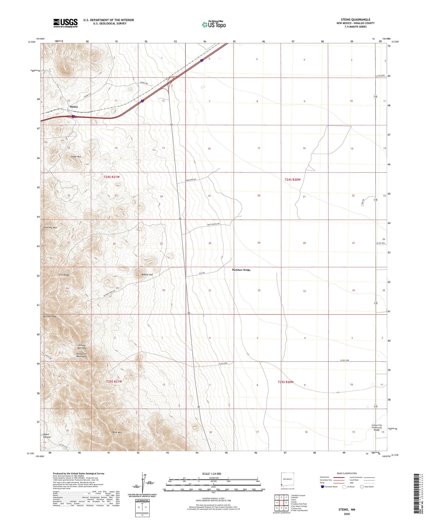 Steins New Mexico US Topo Map Image