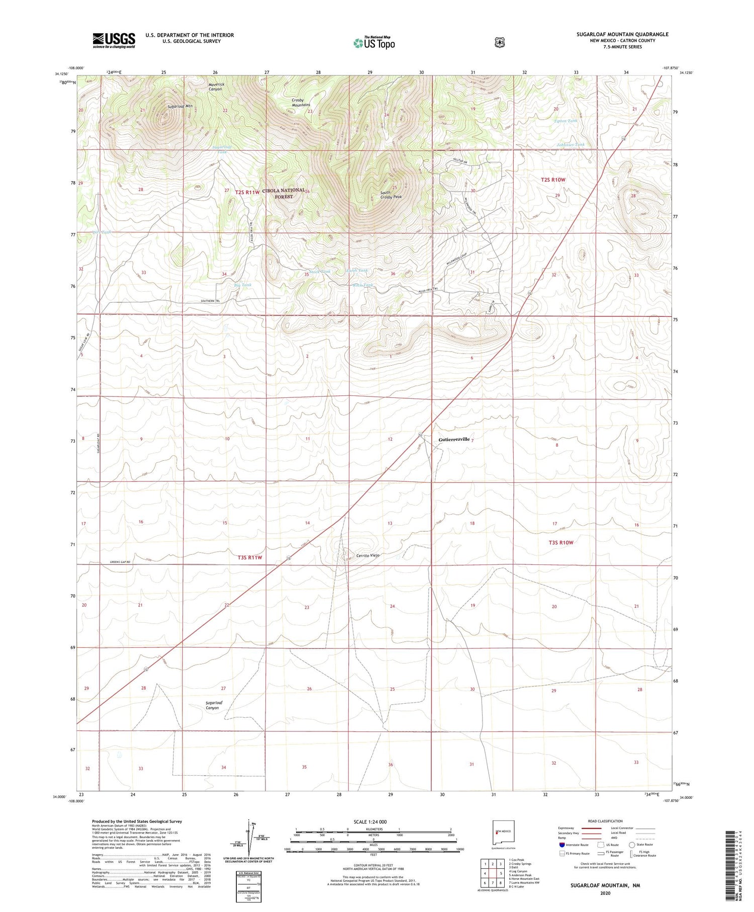 Sugarloaf Mountain New Mexico US Topo Map Image