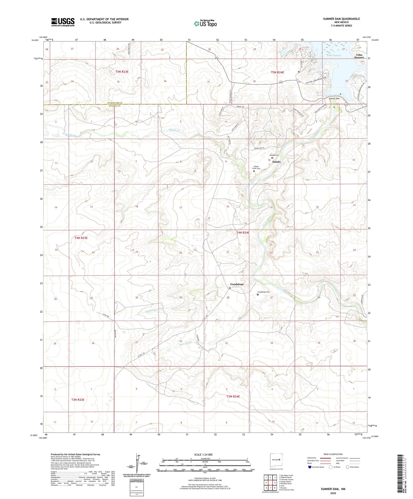 Sumner Dam New Mexico US Topo Map Image