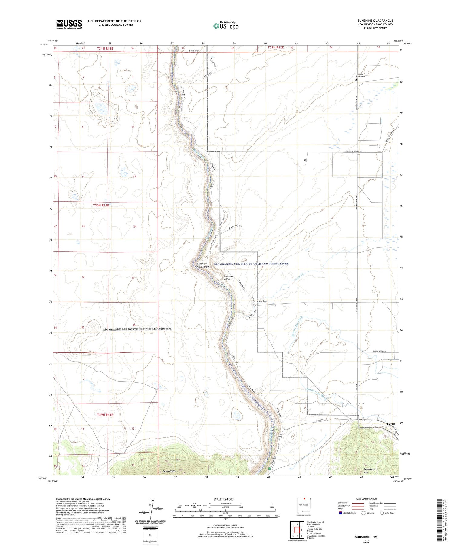 Sunshine New Mexico US Topo Map Image