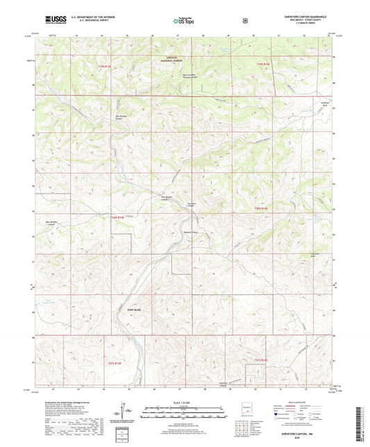 Surveyors Canyon New Mexico US Topo Map Image