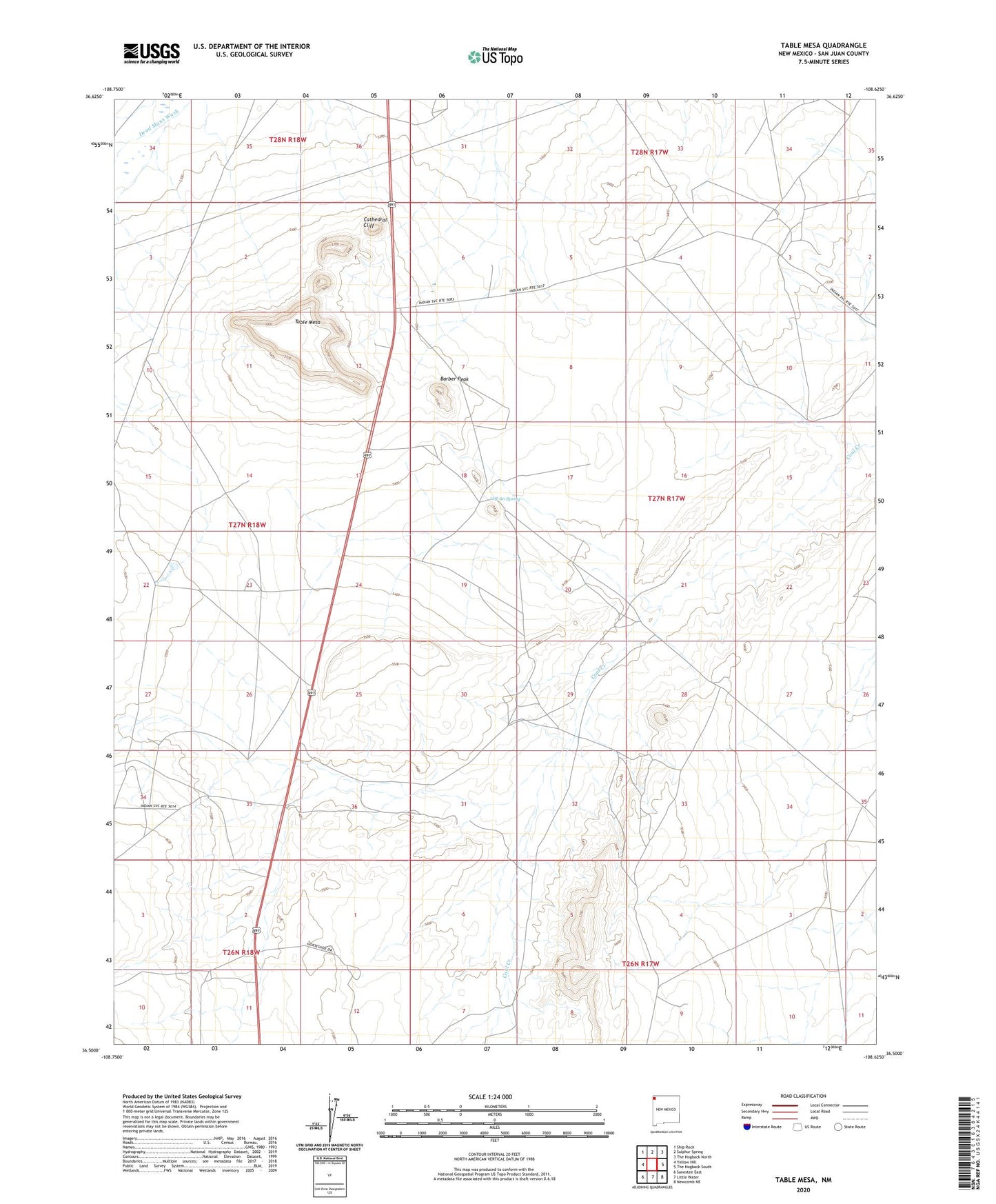 Table Mesa New Mexico US Topo Map Image
