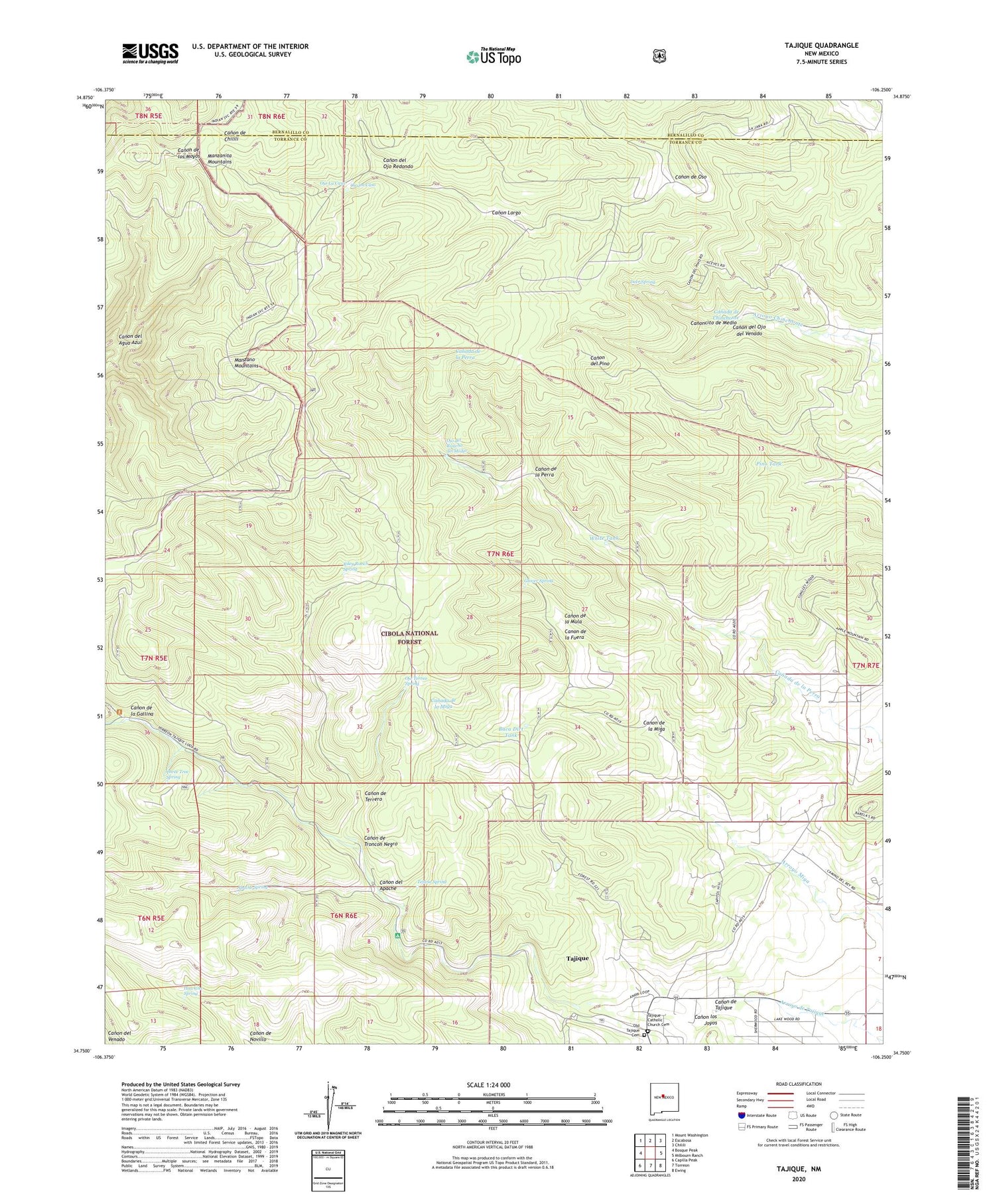 Tajique New Mexico US Topo Map Image