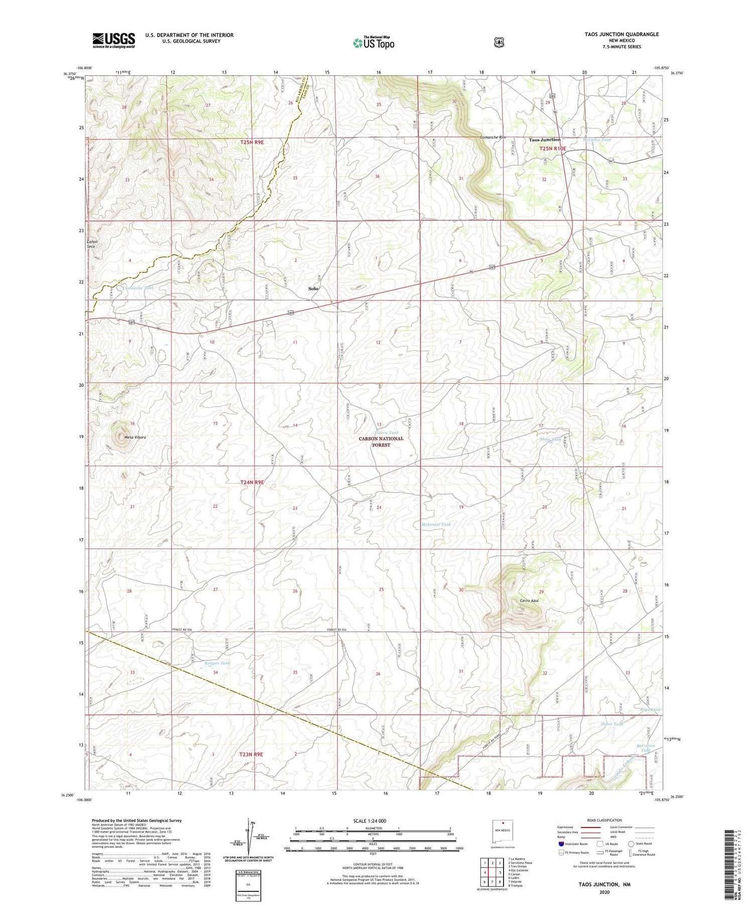 Taos Junction New Mexico US Topo Map Image