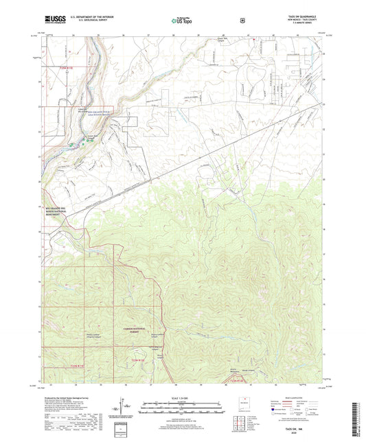 Taos SW New Mexico US Topo Map Image