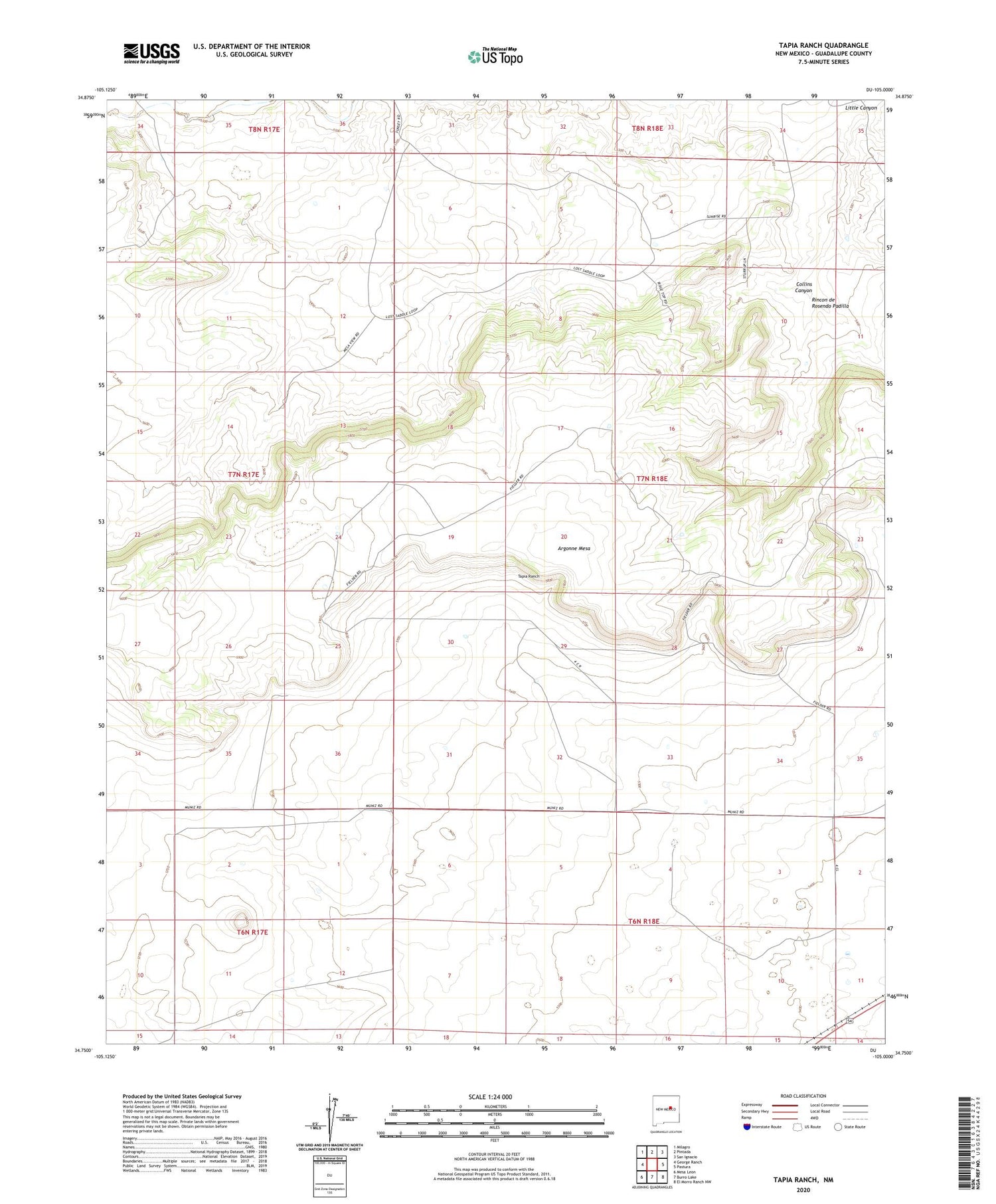 Tapia Ranch New Mexico US Topo Map Image
