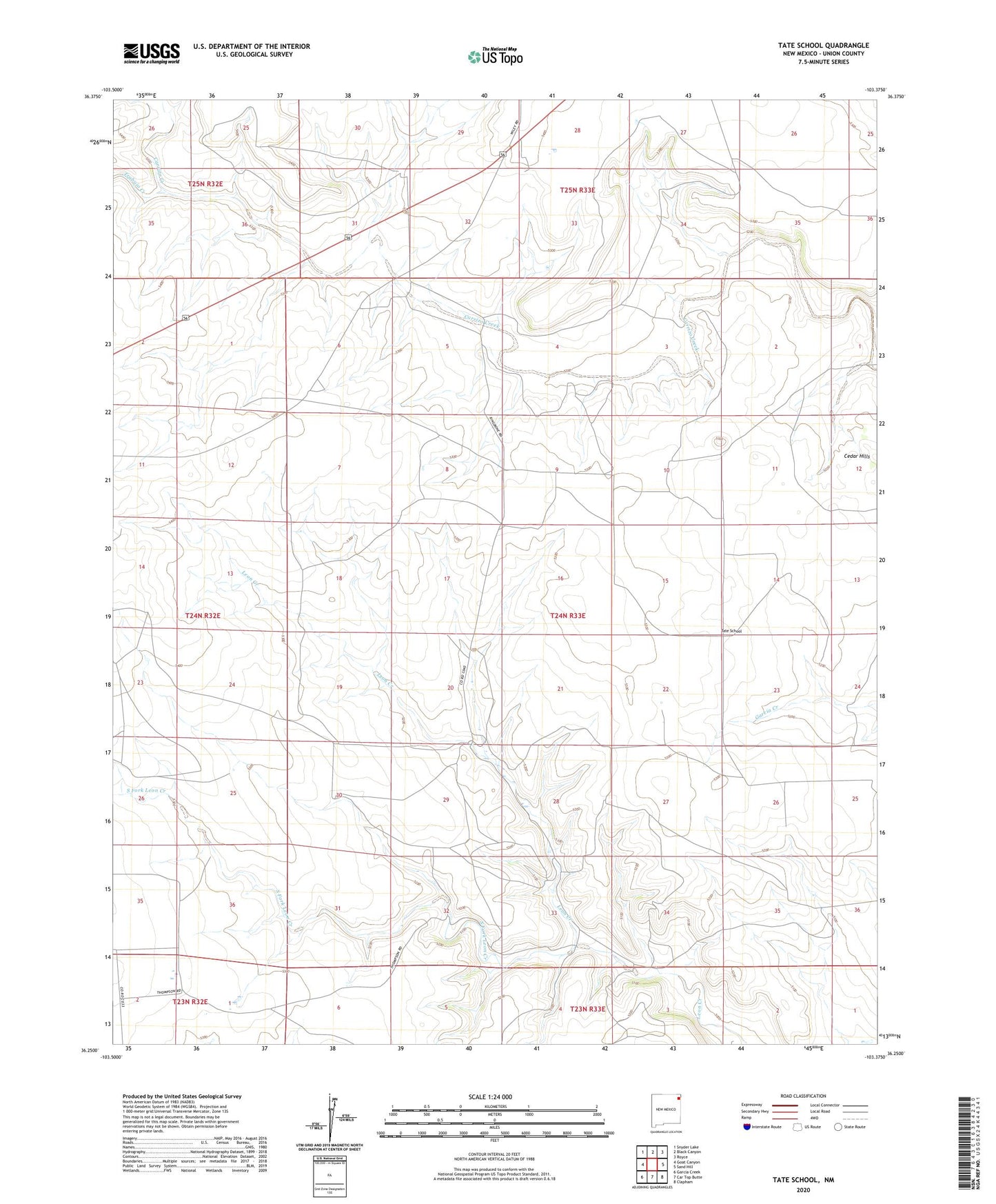 Tate School New Mexico US Topo Map Image