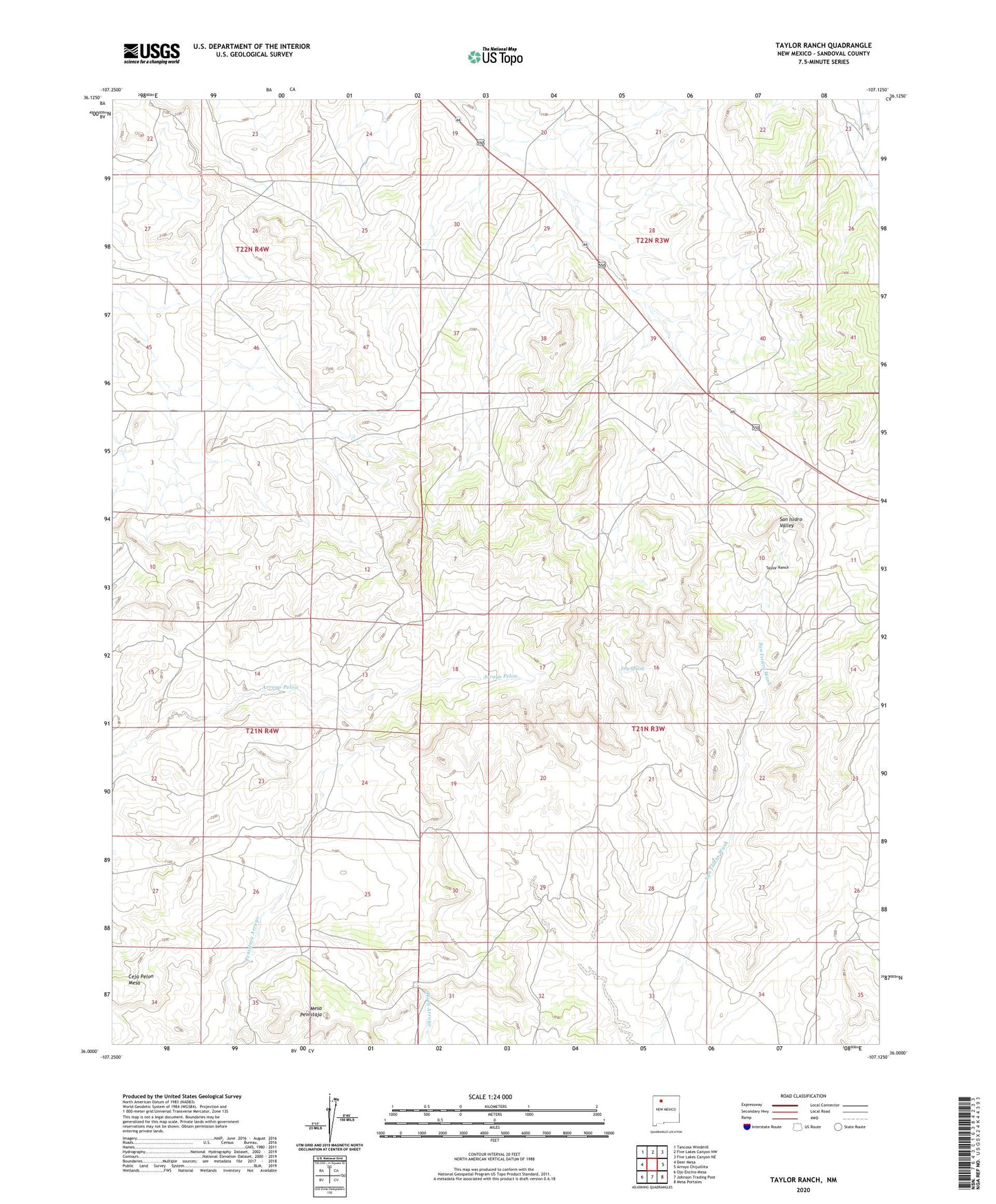 Taylor Ranch New Mexico US Topo Map Image
