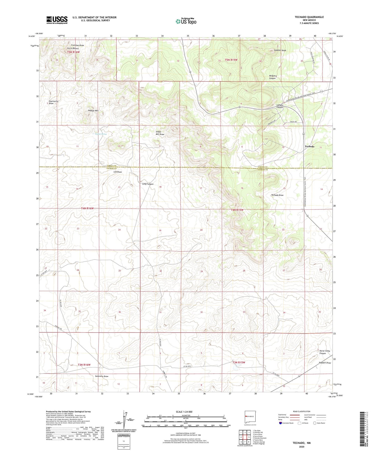 Techado New Mexico US Topo Map Image