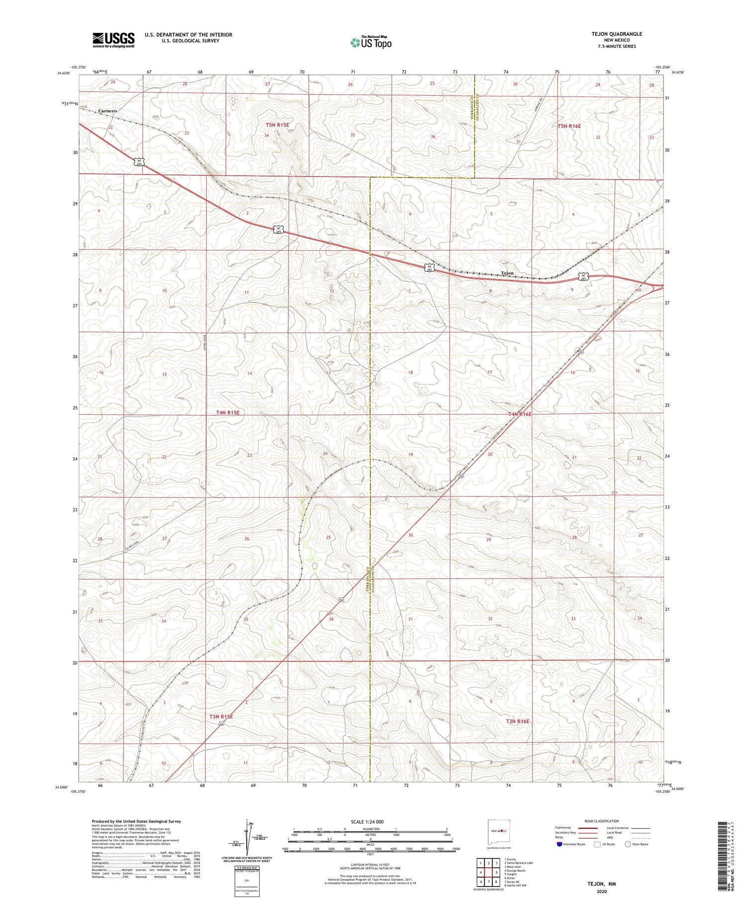 Tejon New Mexico US Topo Map Image
