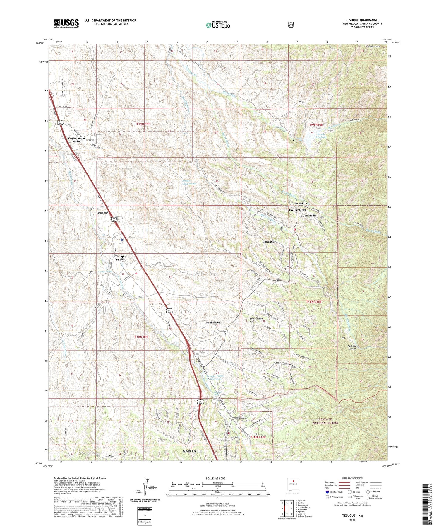 Tesuque New Mexico US Topo Map Image