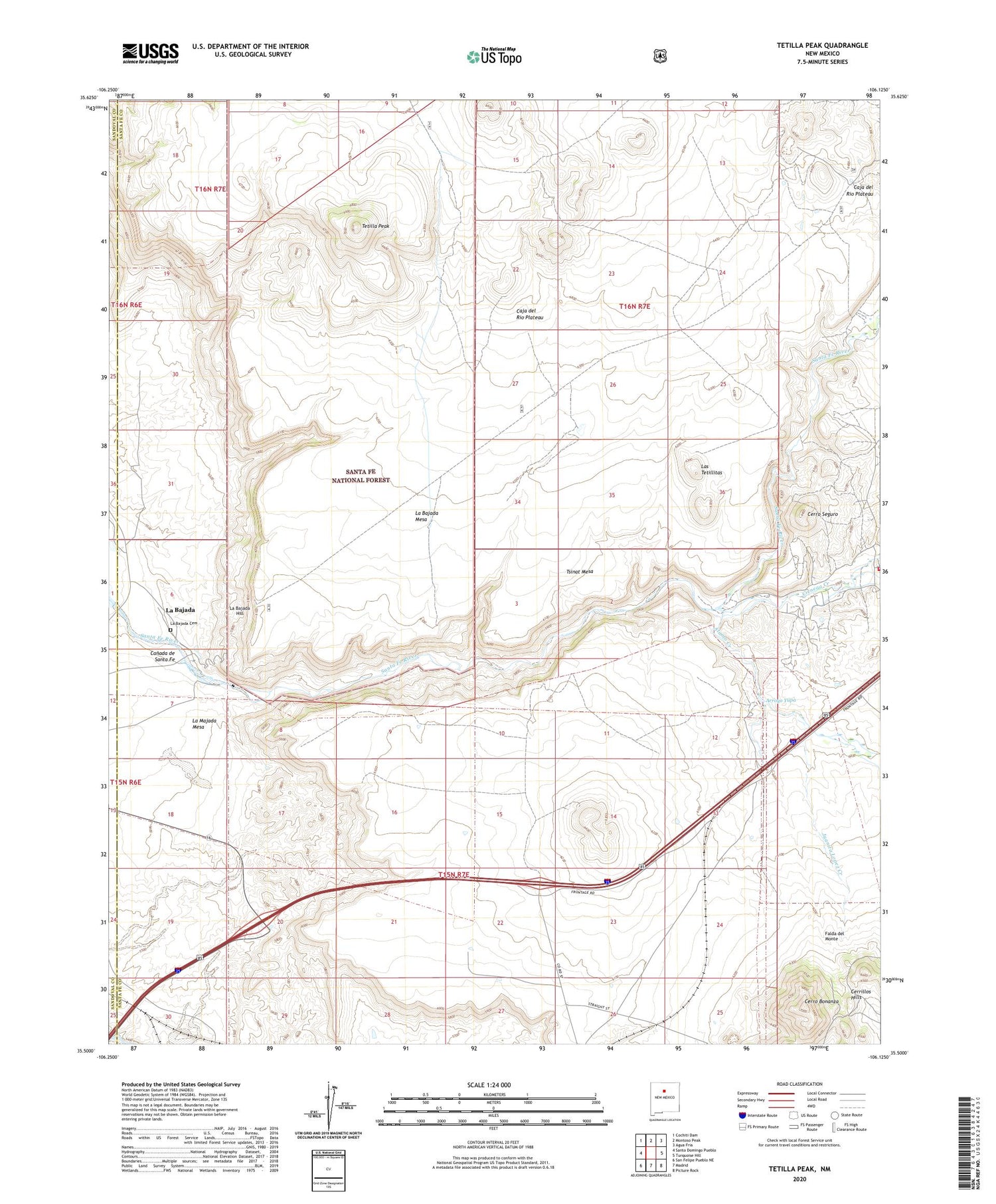 Tetilla Peak New Mexico US Topo Map Image