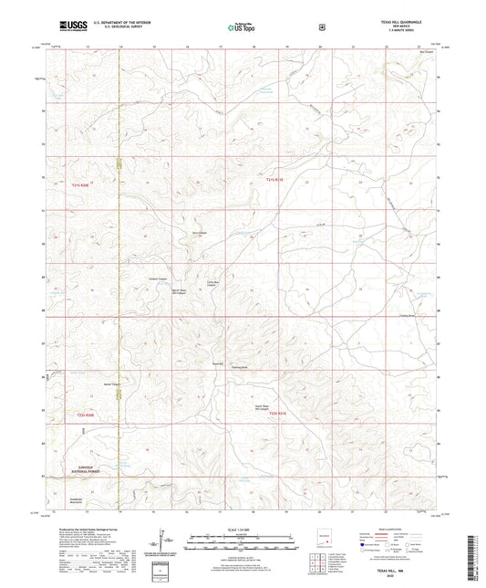 Texas Hill New Mexico US Topo Map Image