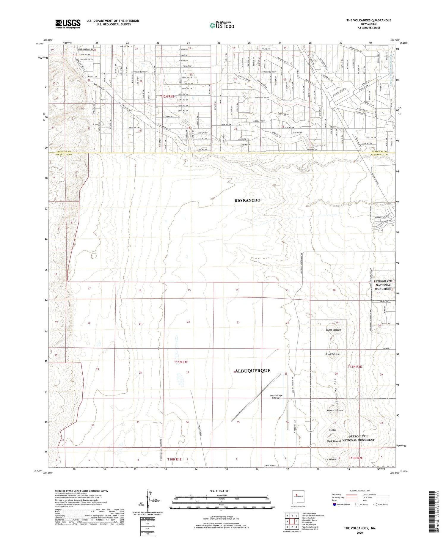 The Volcanoes New Mexico US Topo Map Image