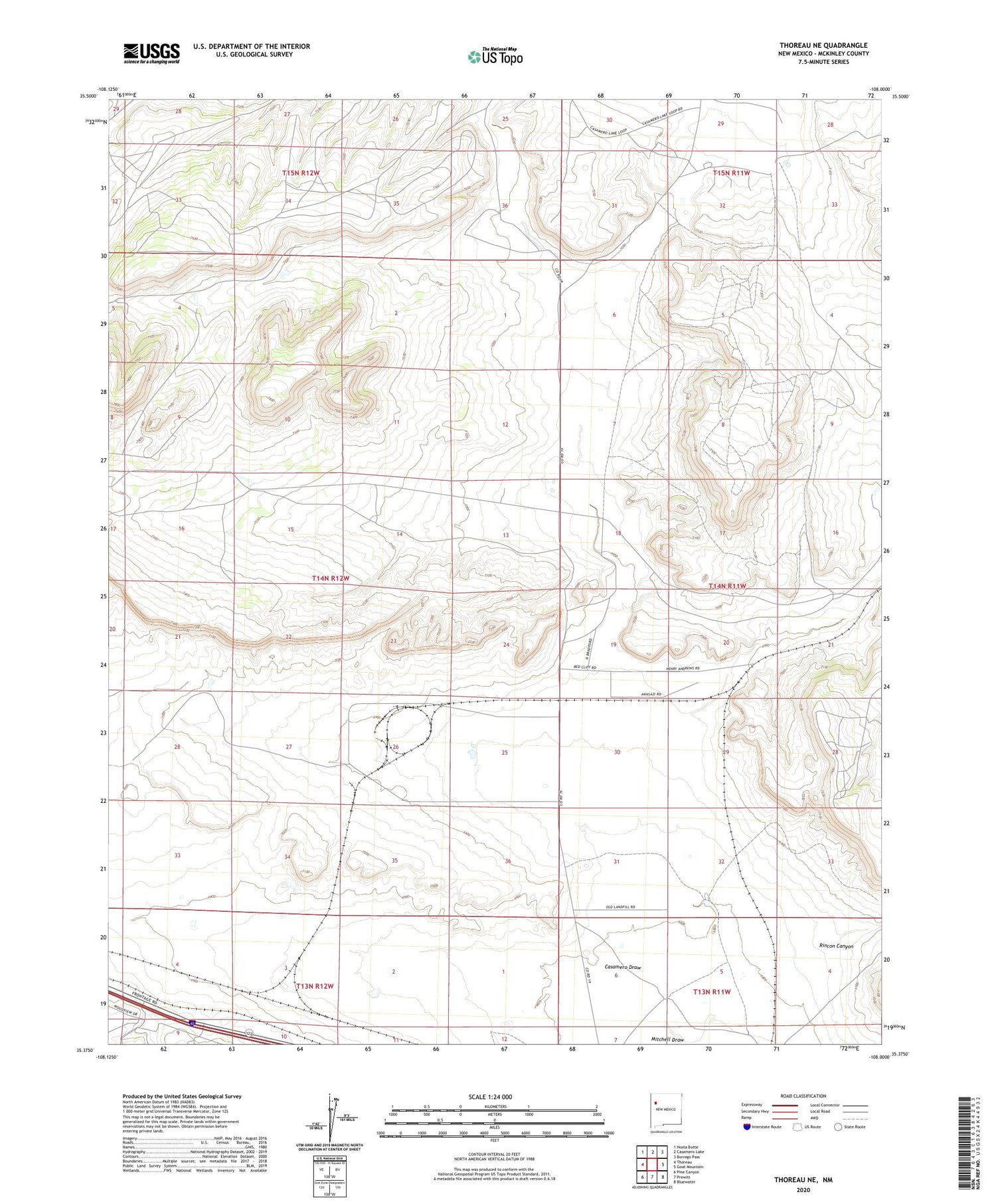 Thoreau NE New Mexico US Topo Map Image
