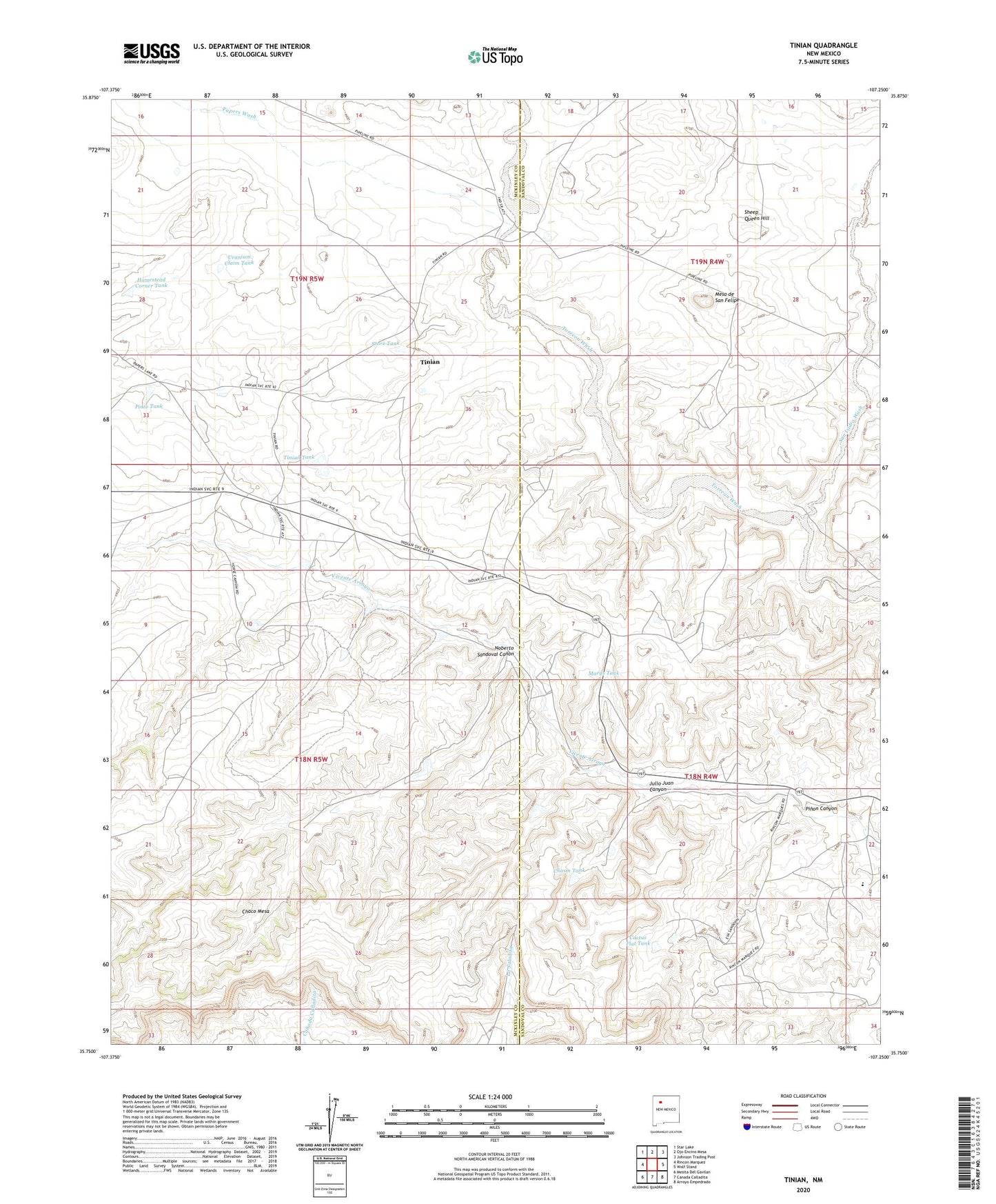Tinian New Mexico US Topo Map Image