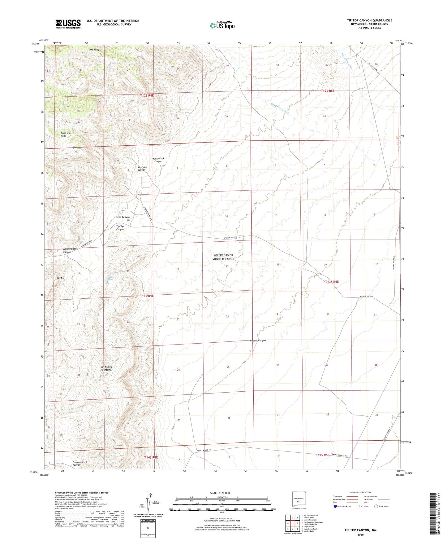 Tip Top Canyon New Mexico US Topo Map Image