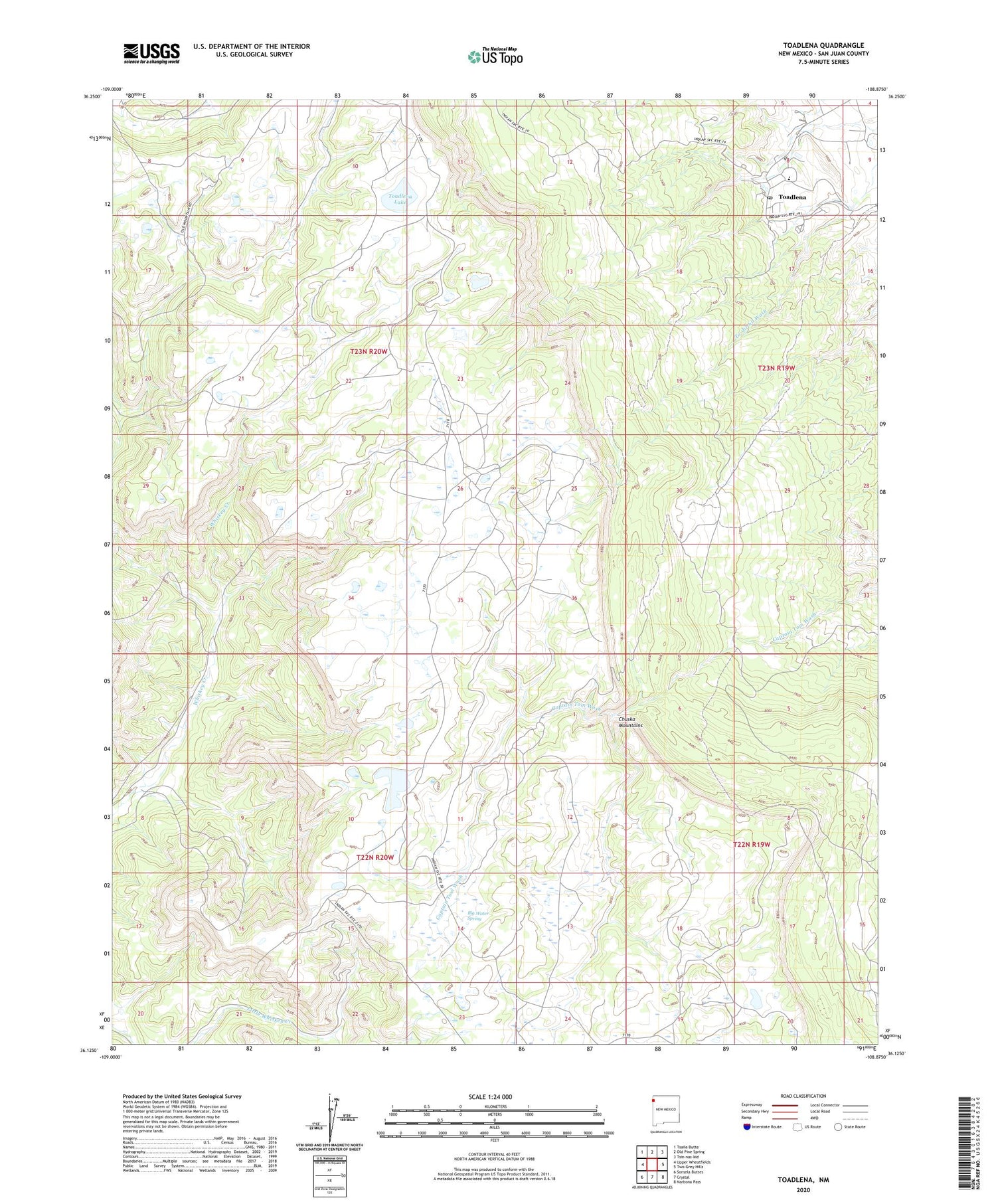 Toadlena New Mexico US Topo Map Image