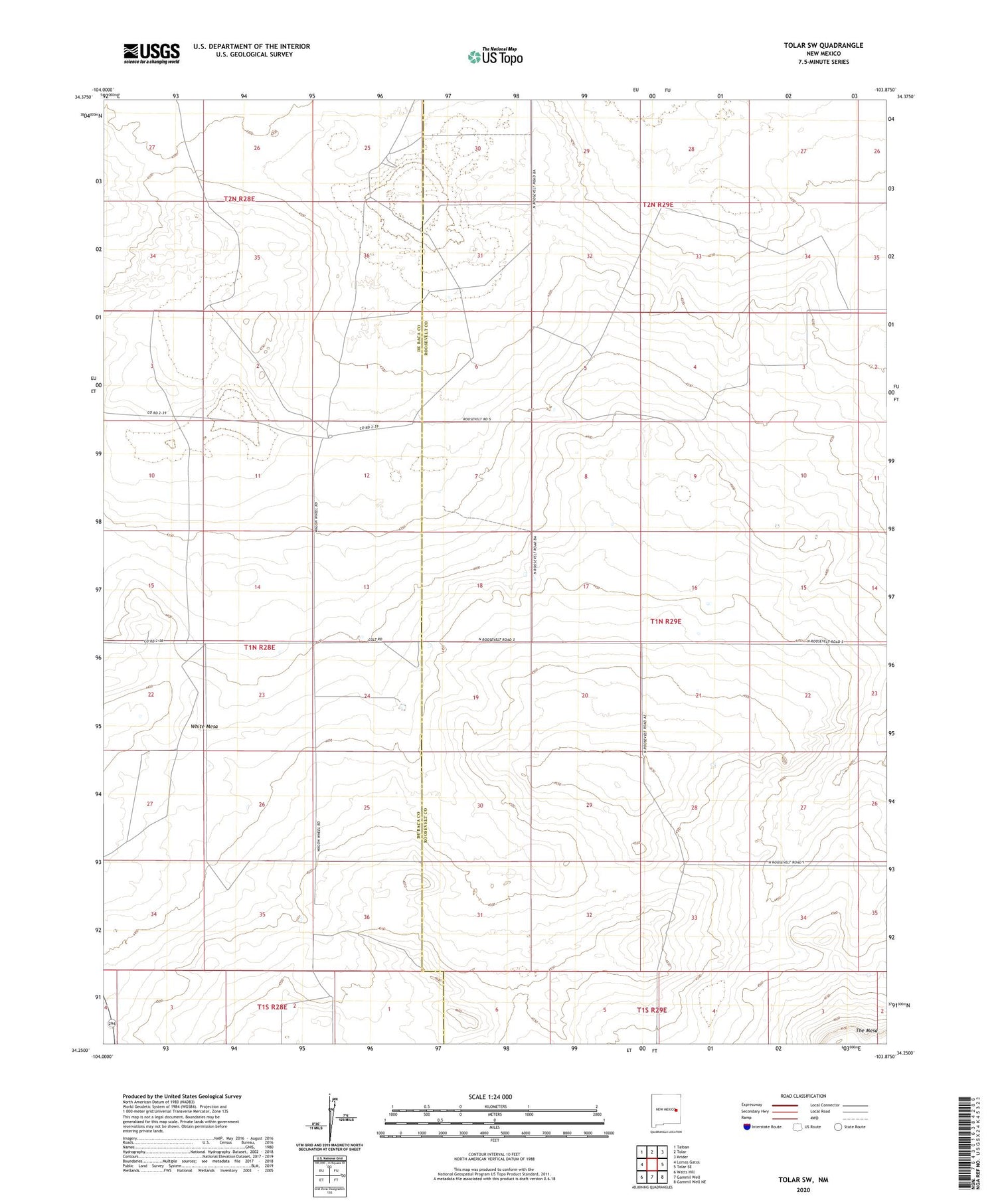 Tolar SW New Mexico US Topo Map Image