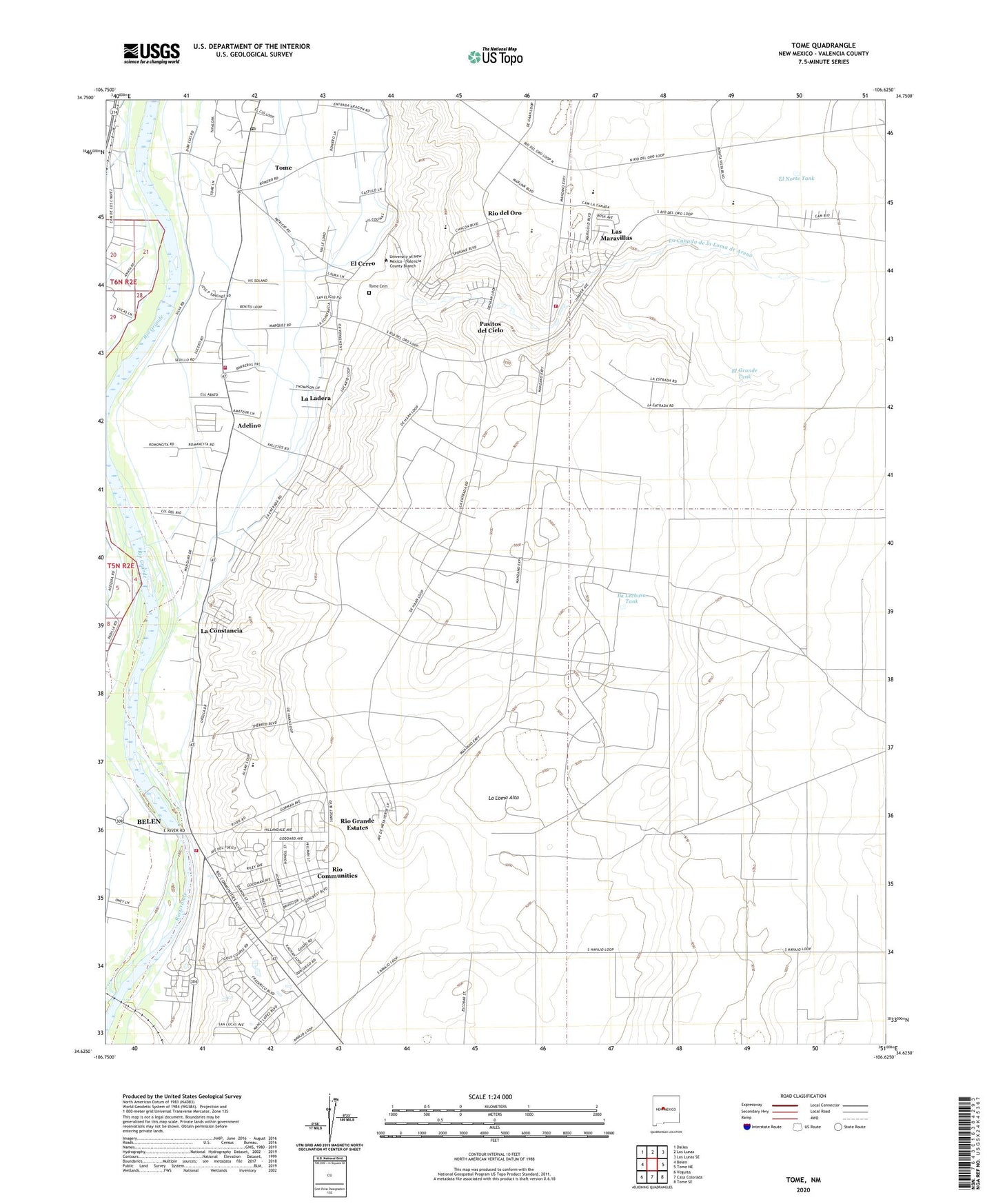 Tome New Mexico US Topo Map Image