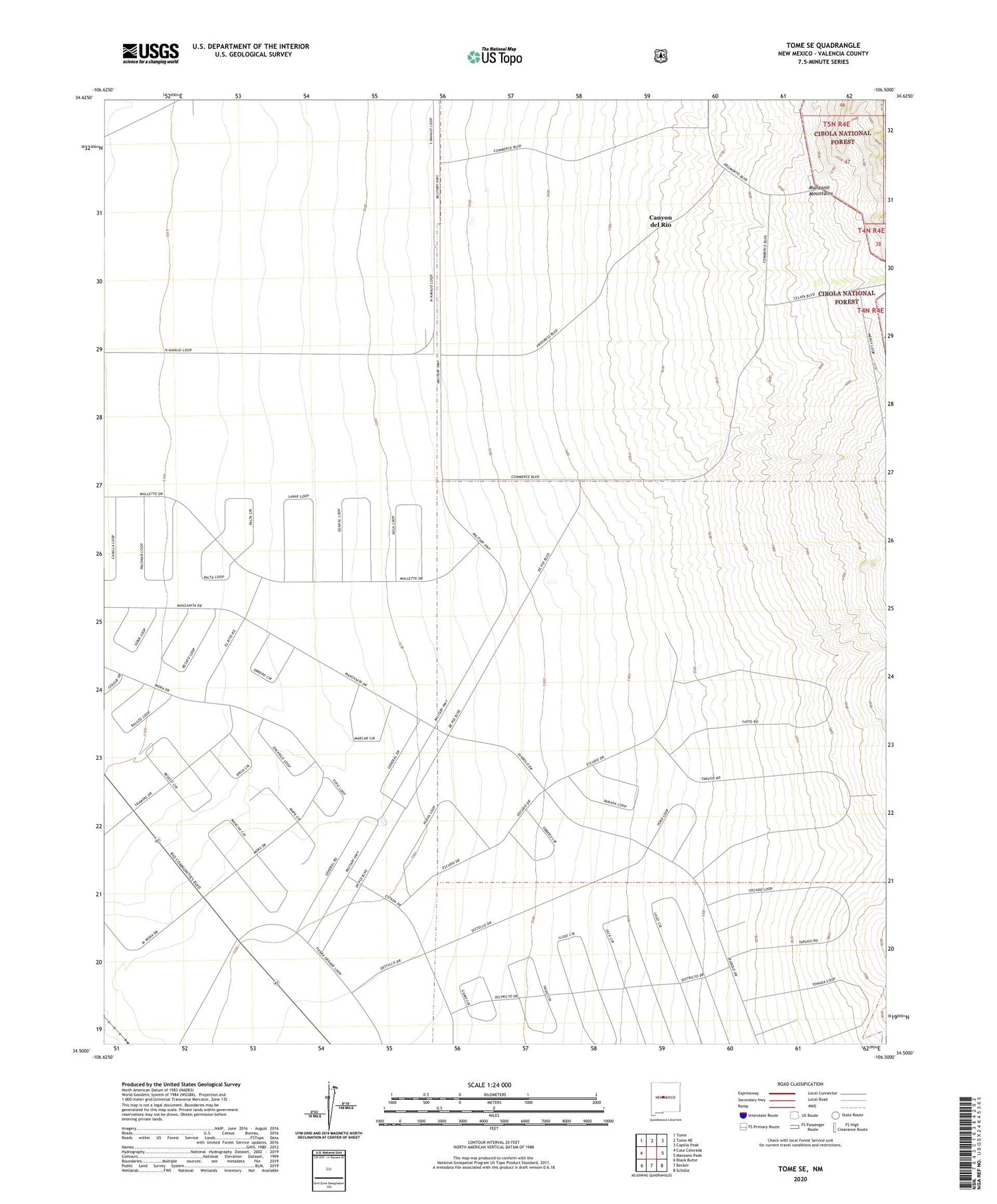 Tome SE New Mexico US Topo Map Image