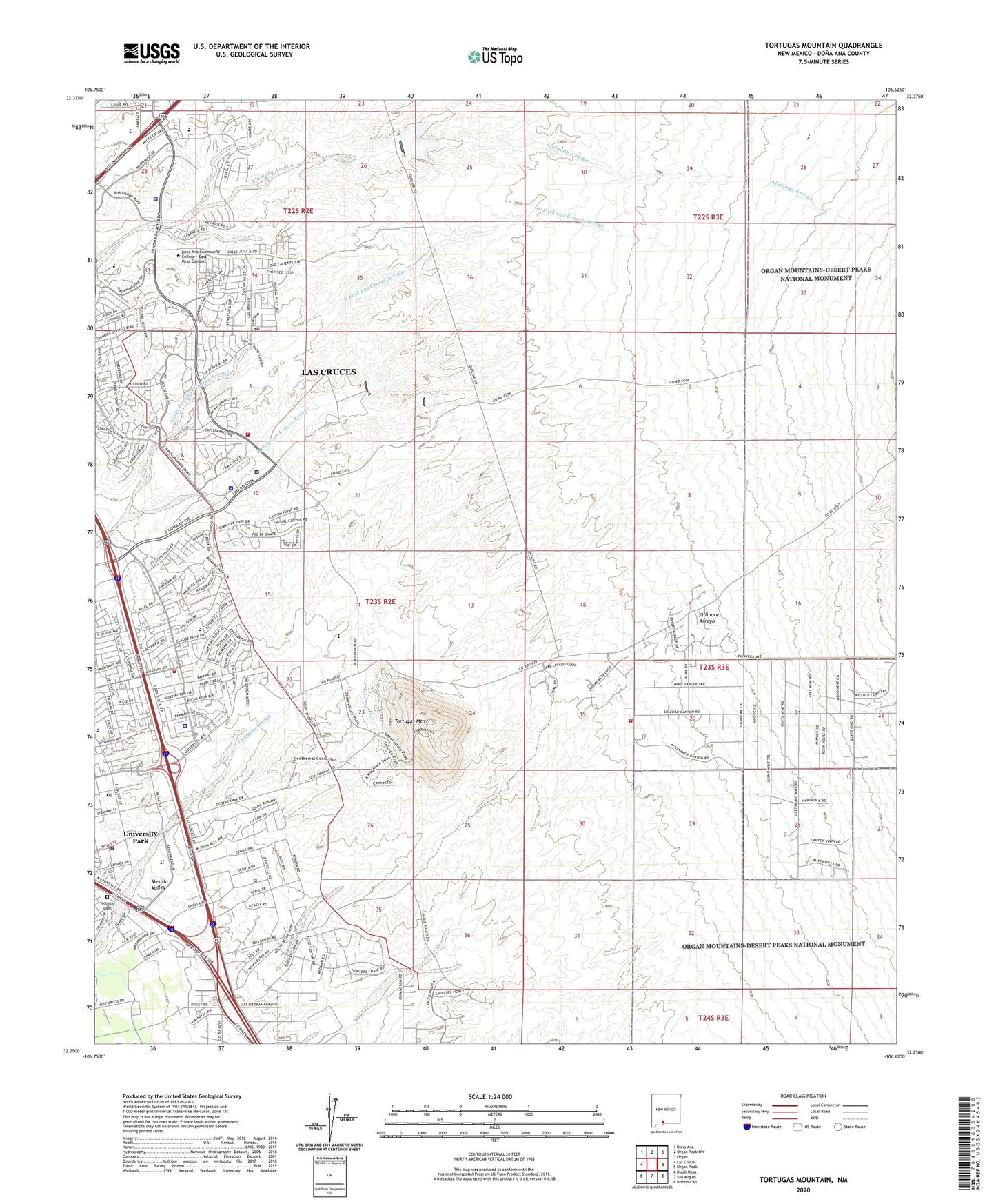 Tortugas Mountain New Mexico US Topo Map Image