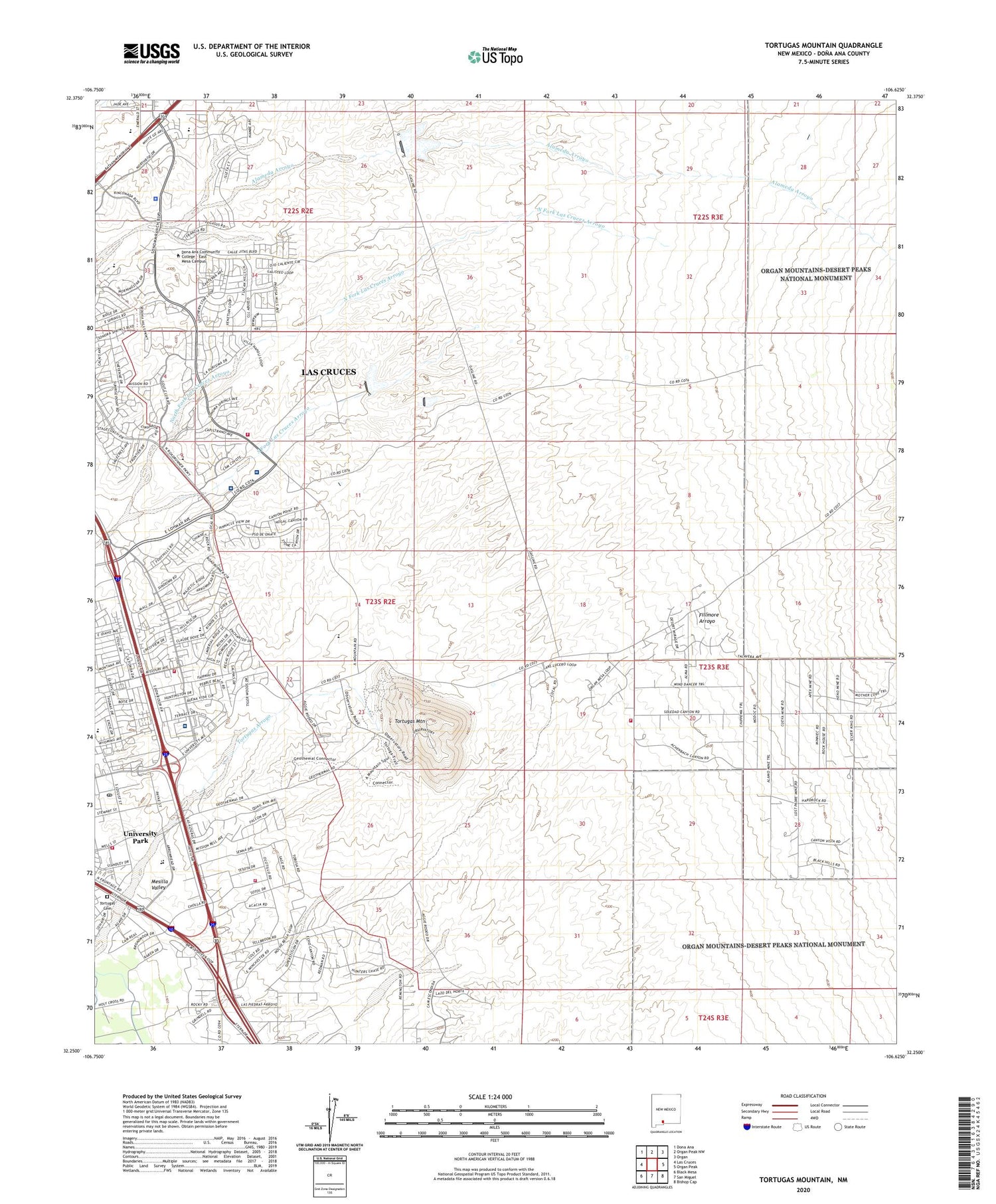 Tortugas Mountain New Mexico US Topo Map Image
