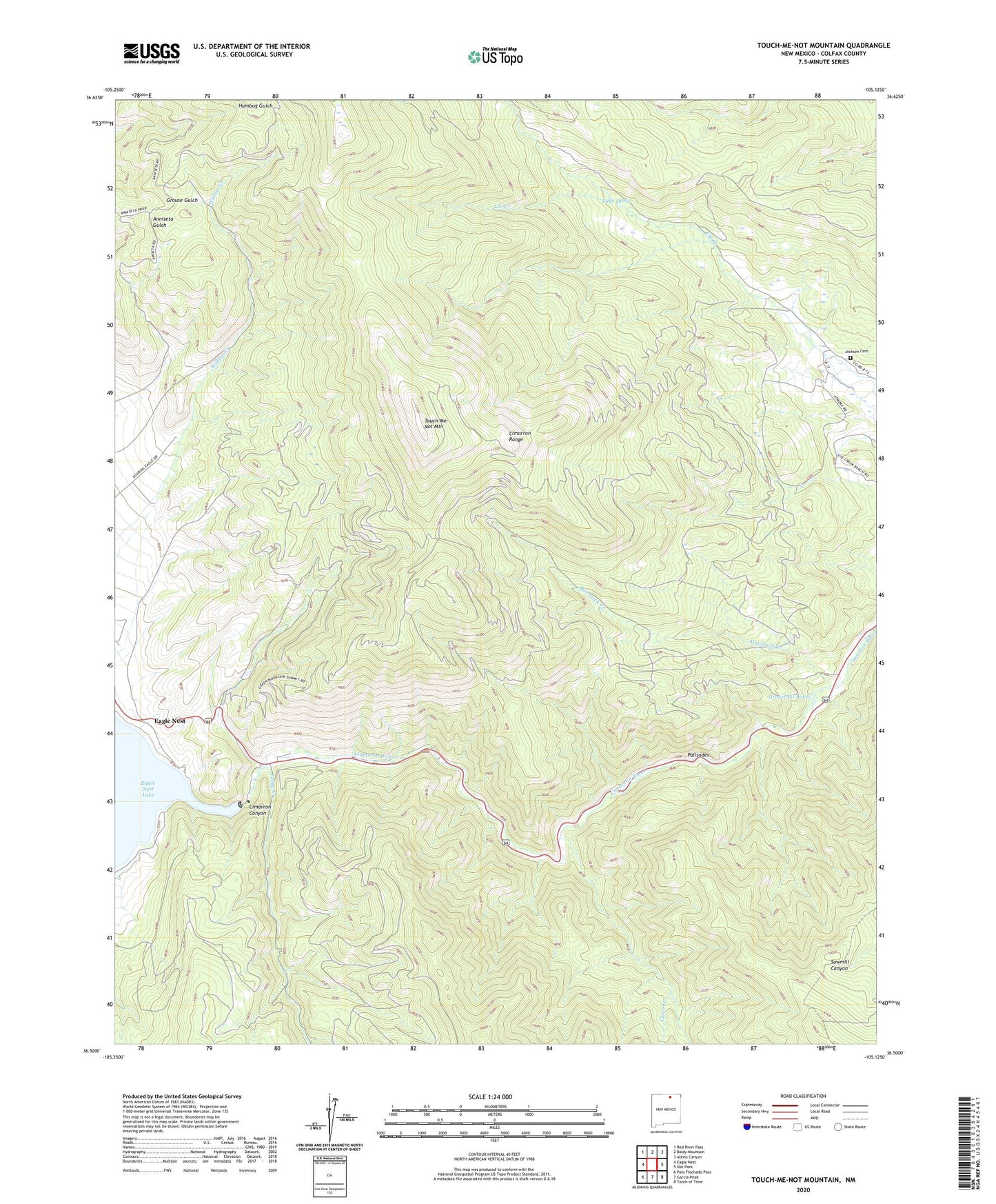 Touch-Me-Not Mountain New Mexico US Topo Map Image
