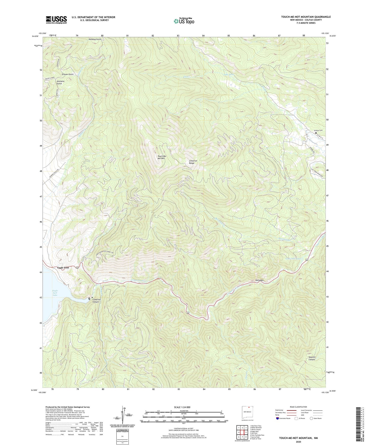 Touch-Me-Not Mountain New Mexico US Topo Map Image