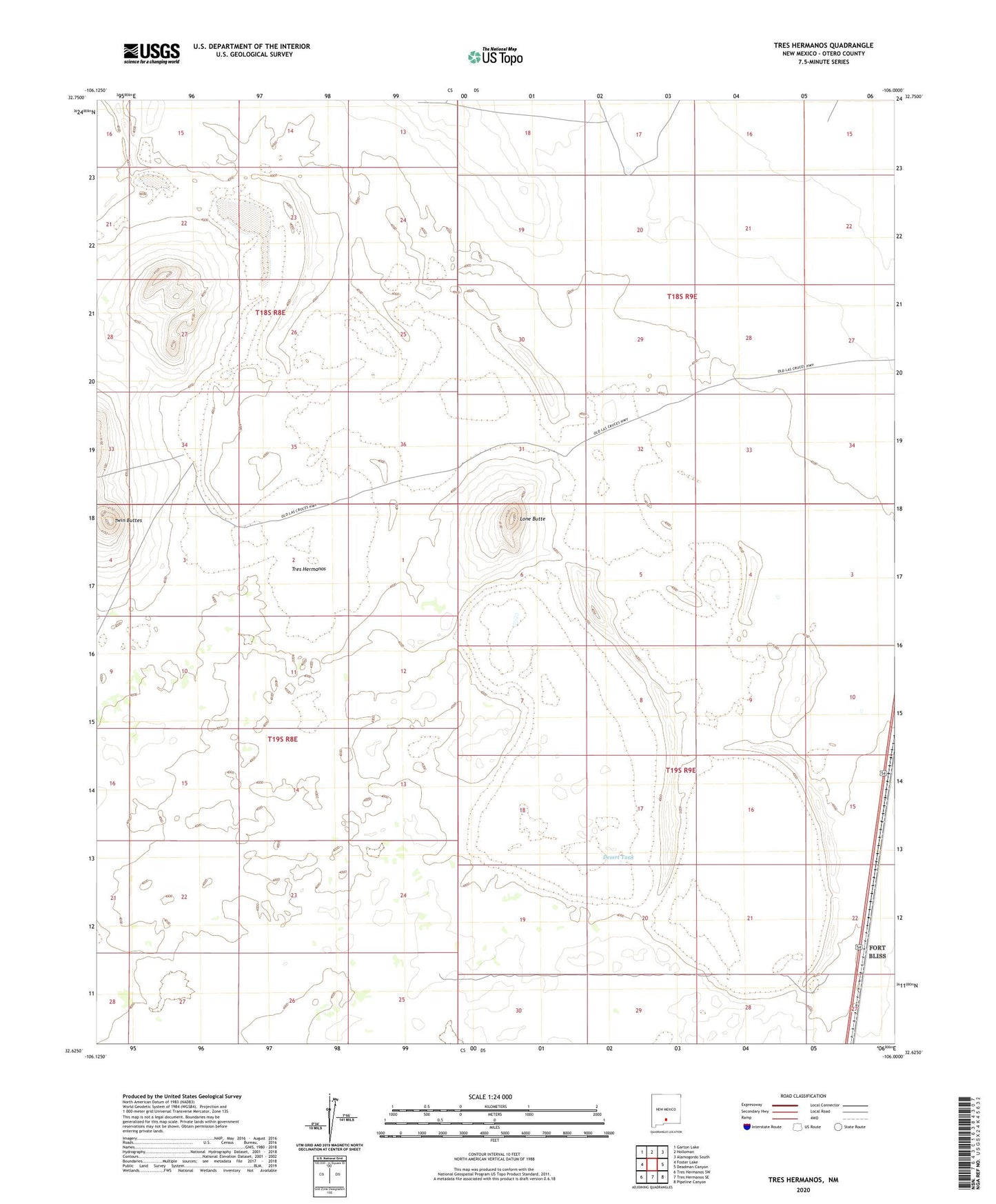 Tres Hermanos New Mexico US Topo Map Image