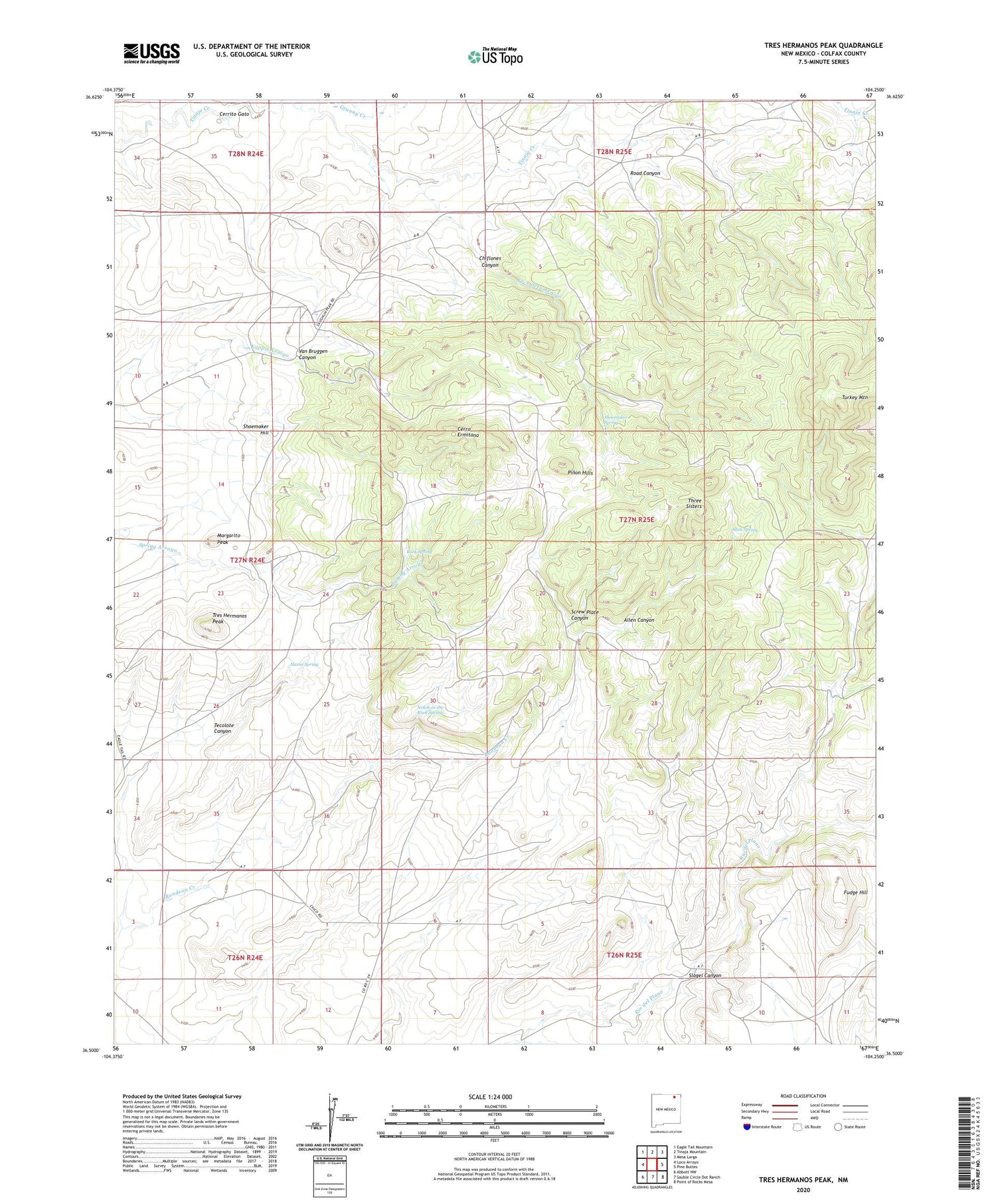 Tres Hermanos Peak New Mexico US Topo Map Image