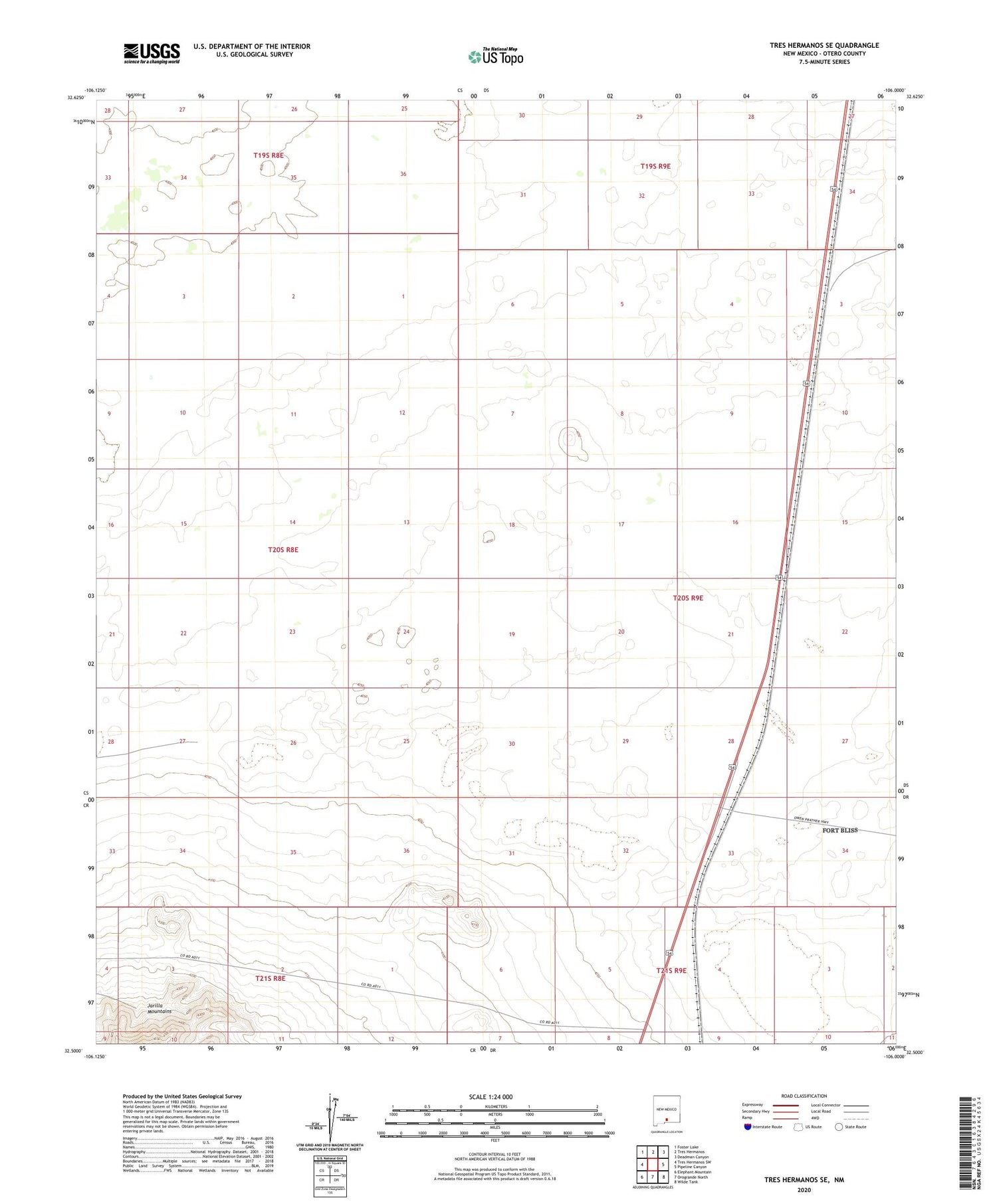 Tres Hermanos SE New Mexico US Topo Map Image