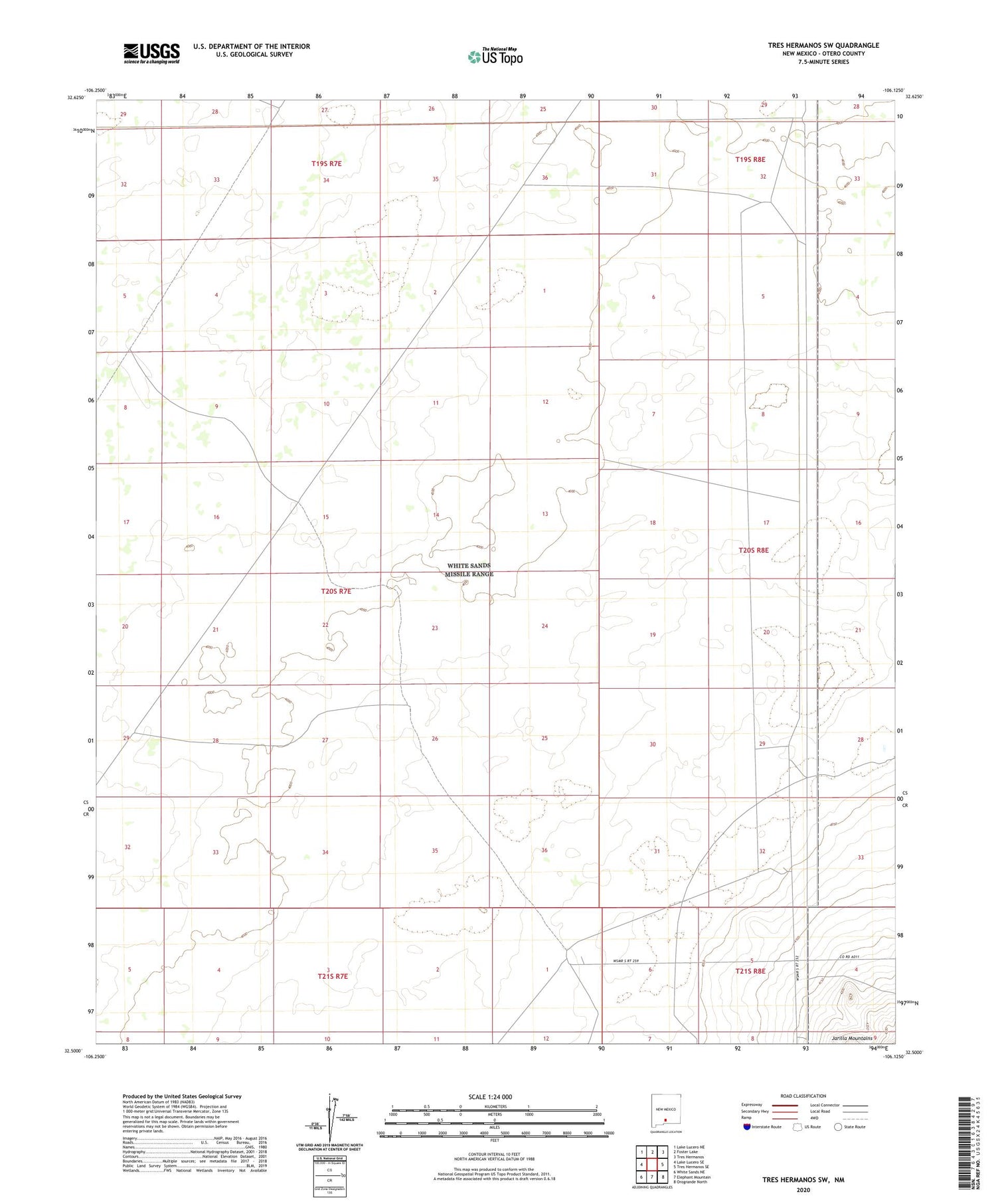 Tres Hermanos SW New Mexico US Topo Map Image