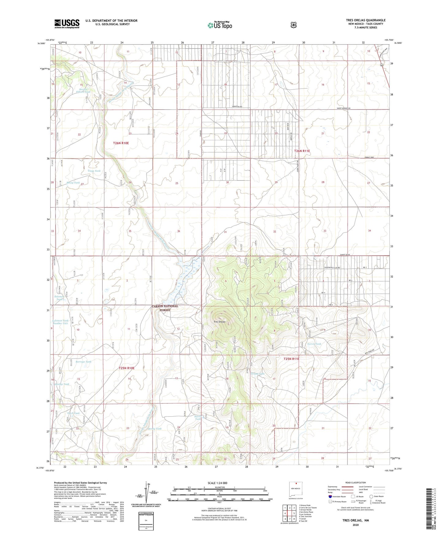 Tres Orejas New Mexico US Topo Map Image