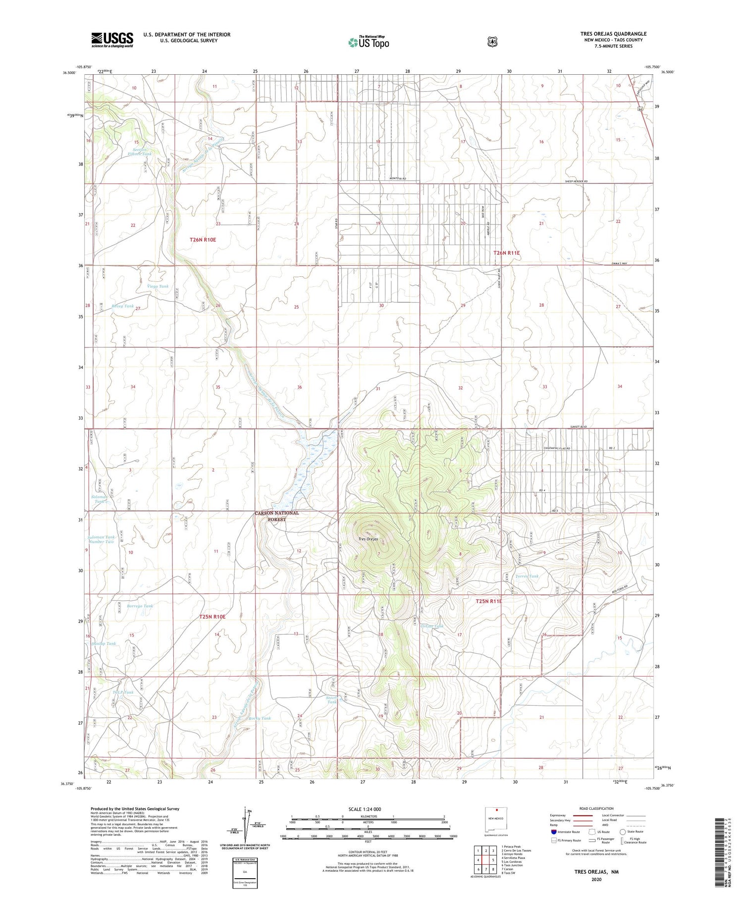 Tres Orejas New Mexico US Topo Map Image