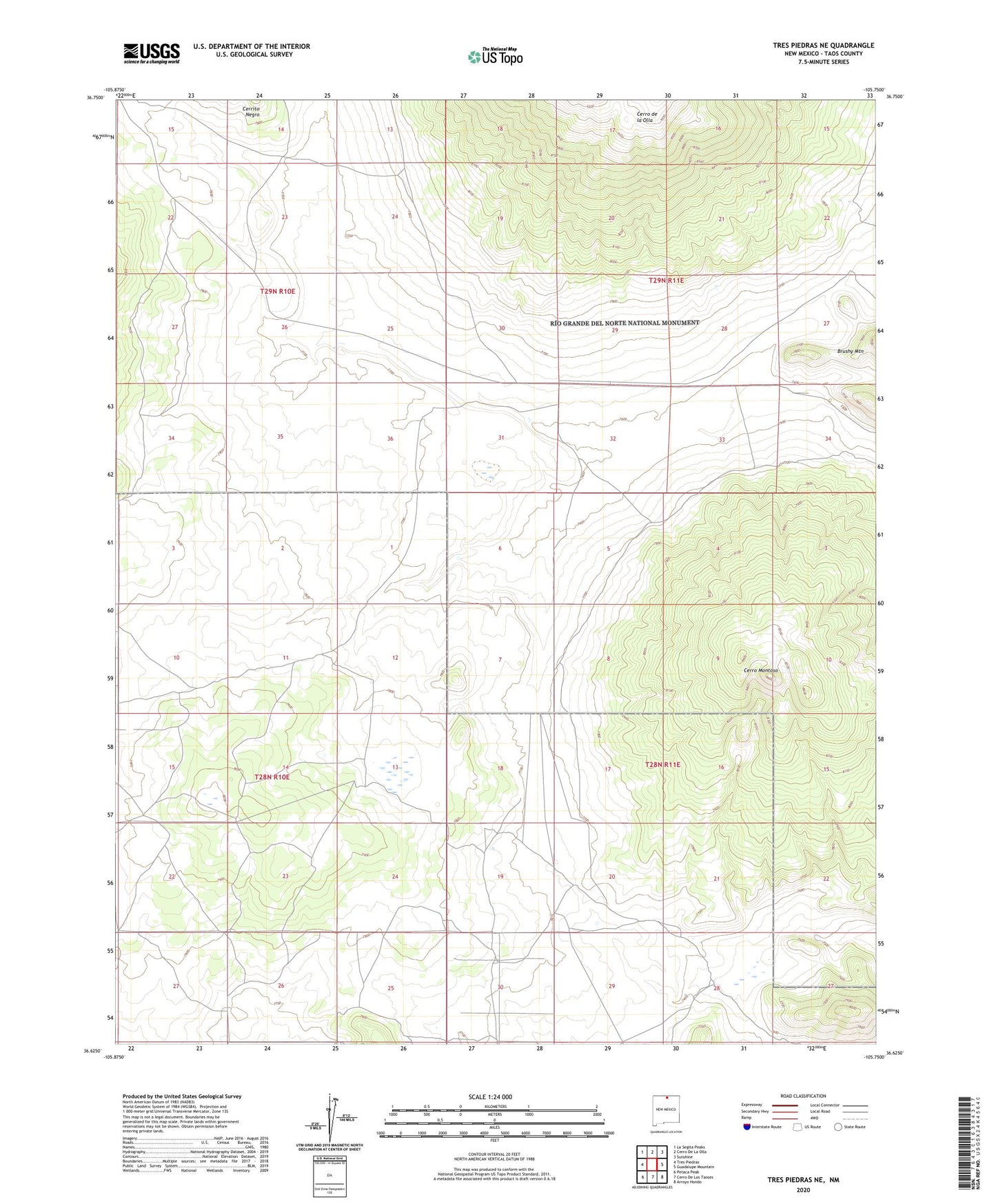 Tres Piedras NE New Mexico US Topo Map Image