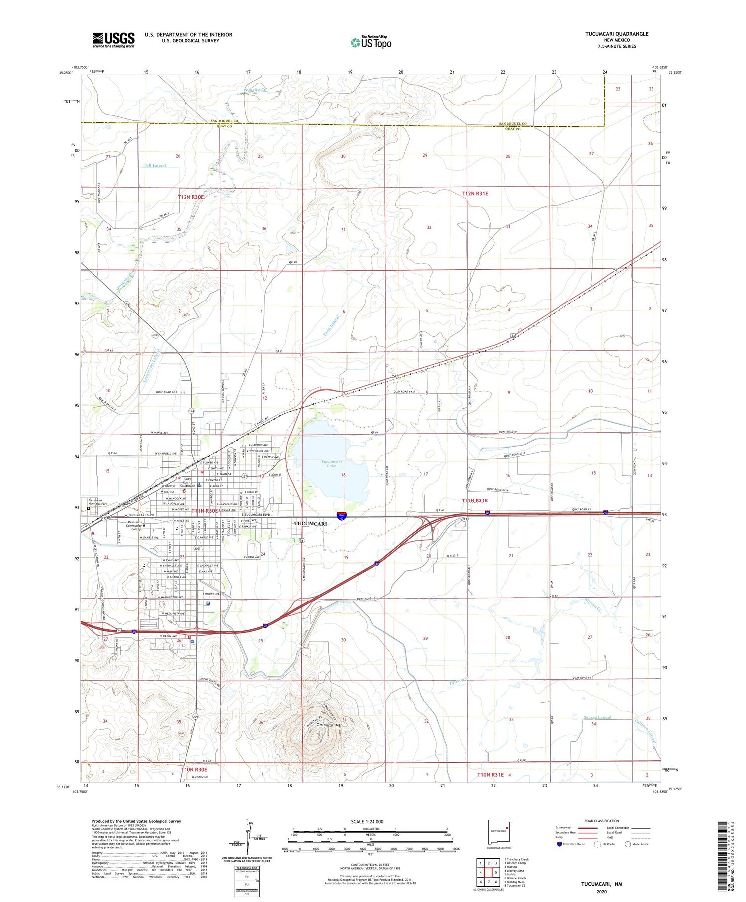 Tucumcari New Mexico US Topo Map Image