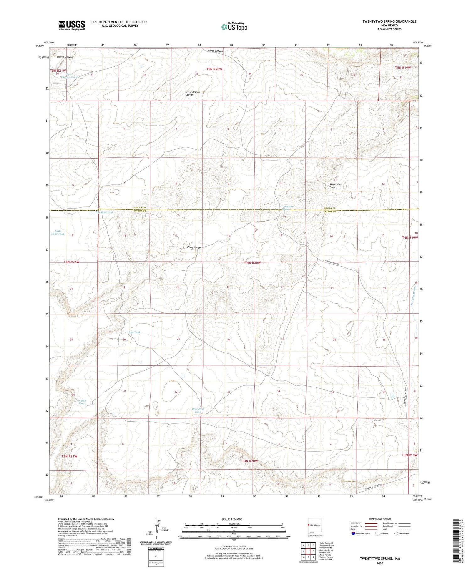 Twentytwo Spring New Mexico US Topo Map Image