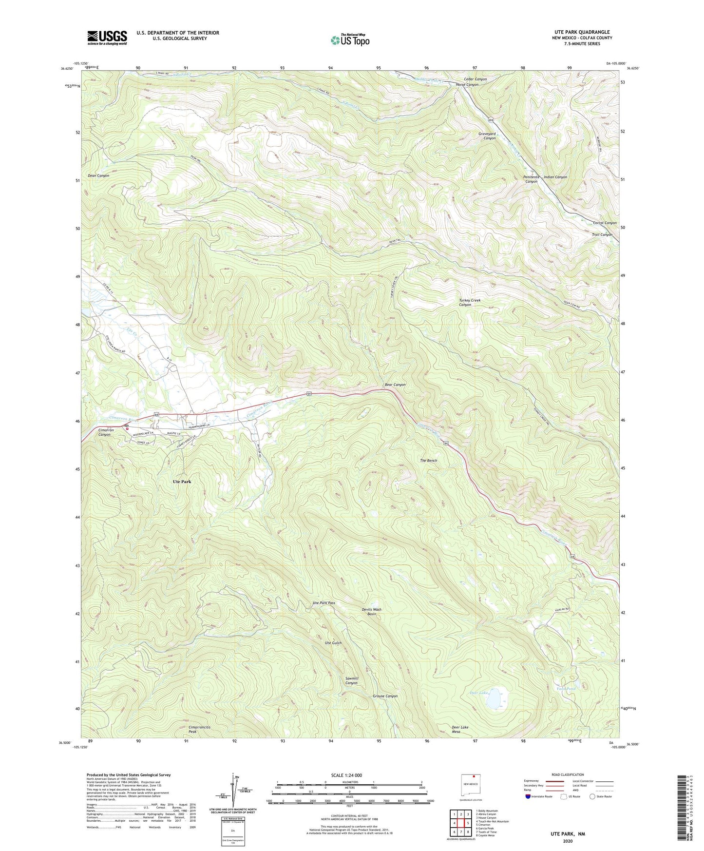 Ute Park New Mexico US Topo Map Image