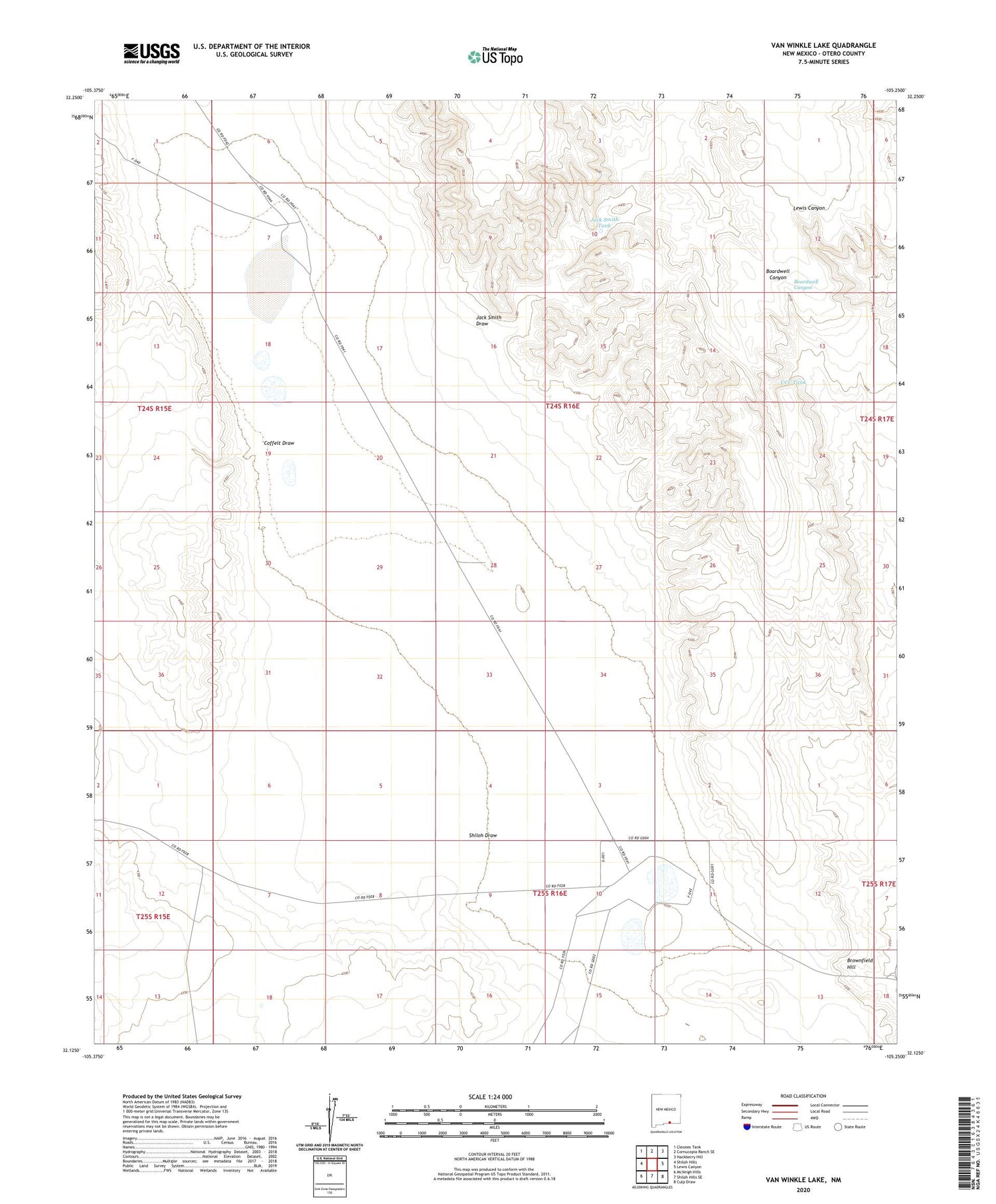 Van Winkle Lake New Mexico US Topo Map Image