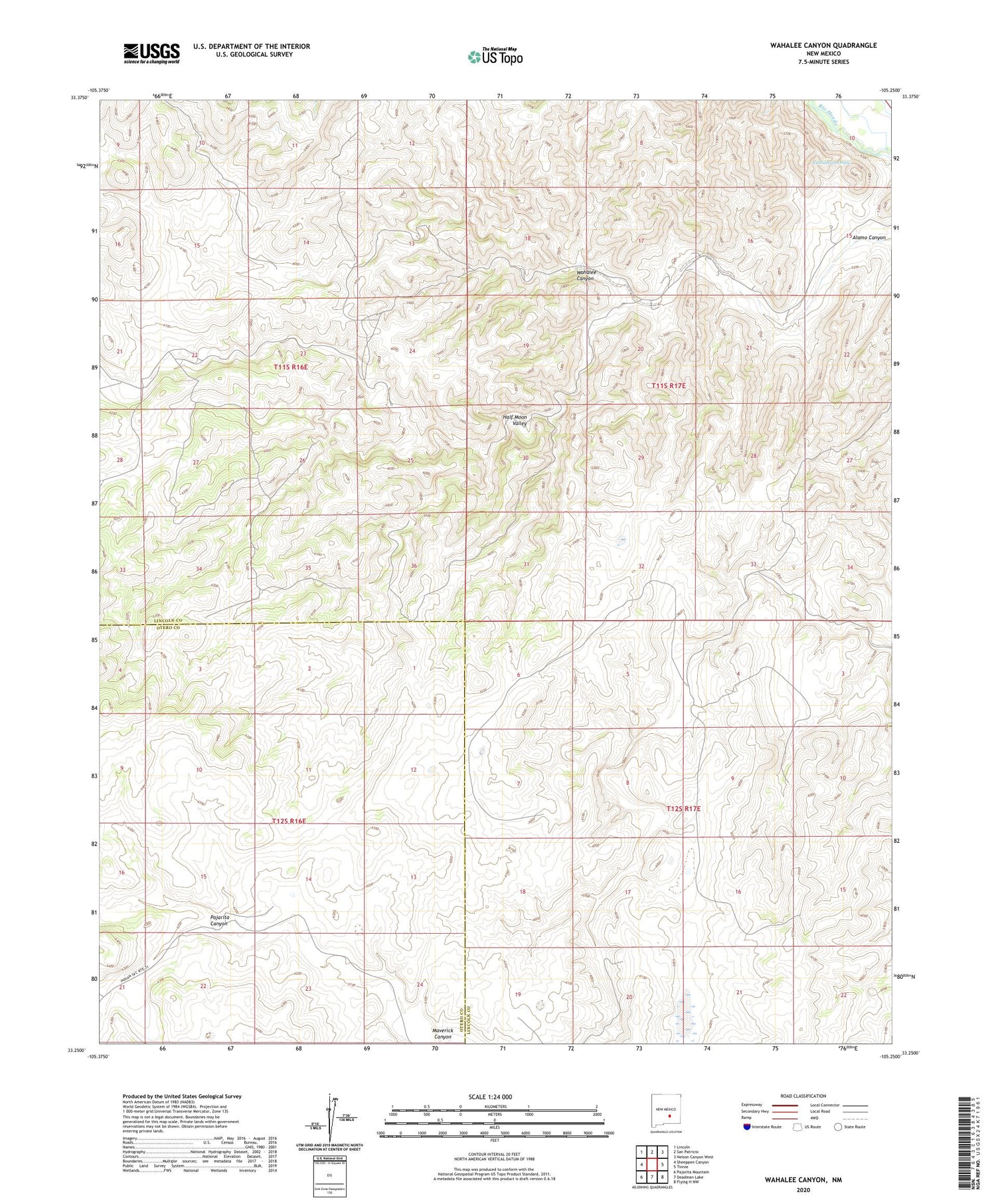 Wahalee Canyon New Mexico US Topo Map Image