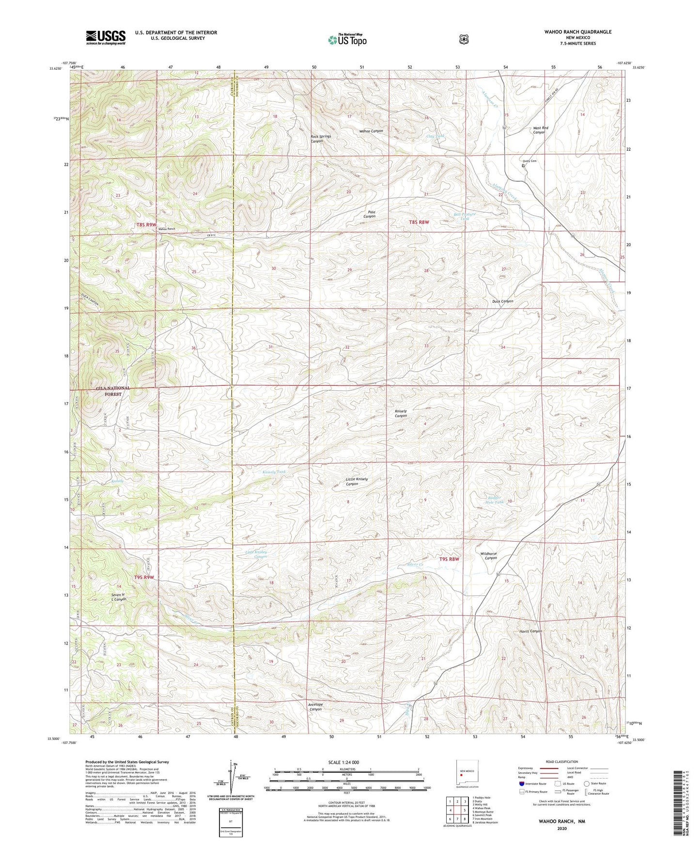 Wahoo Ranch New Mexico US Topo Map Image