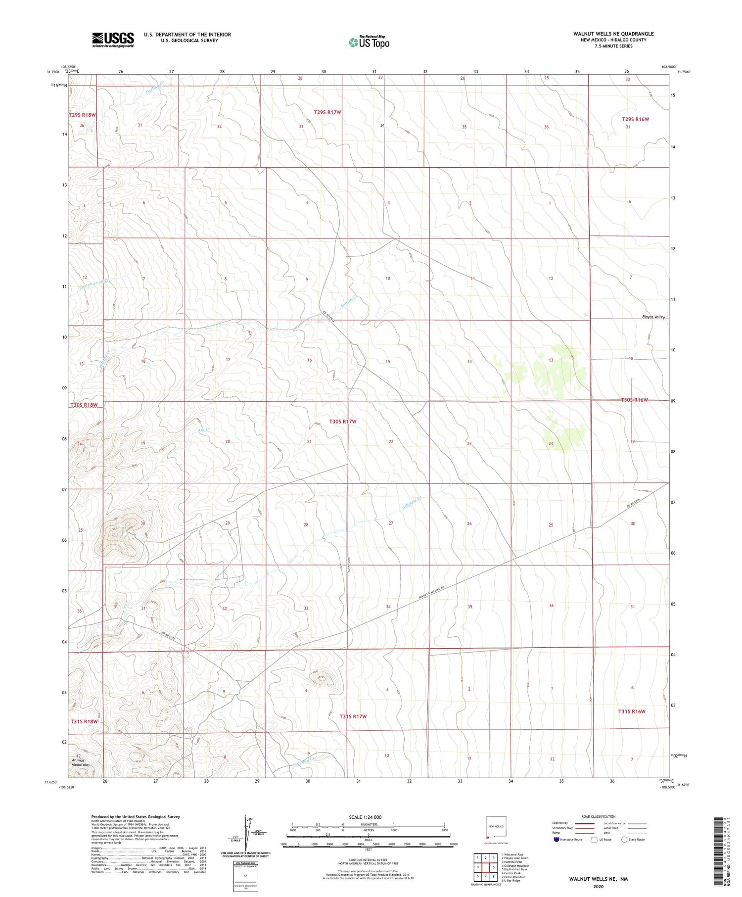 Walnut Wells NE New Mexico US Topo Map Image