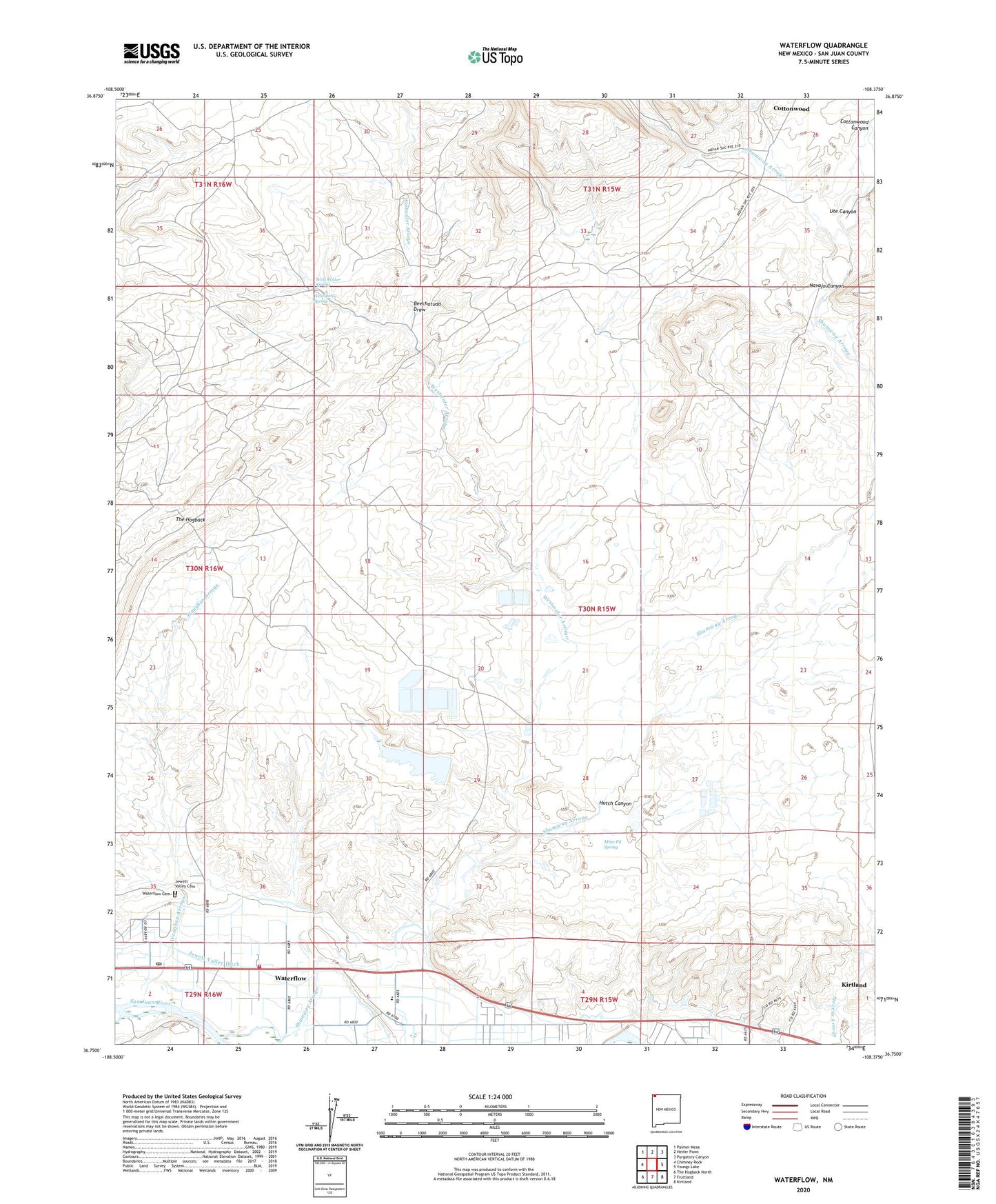 Waterflow New Mexico US Topo Map Image