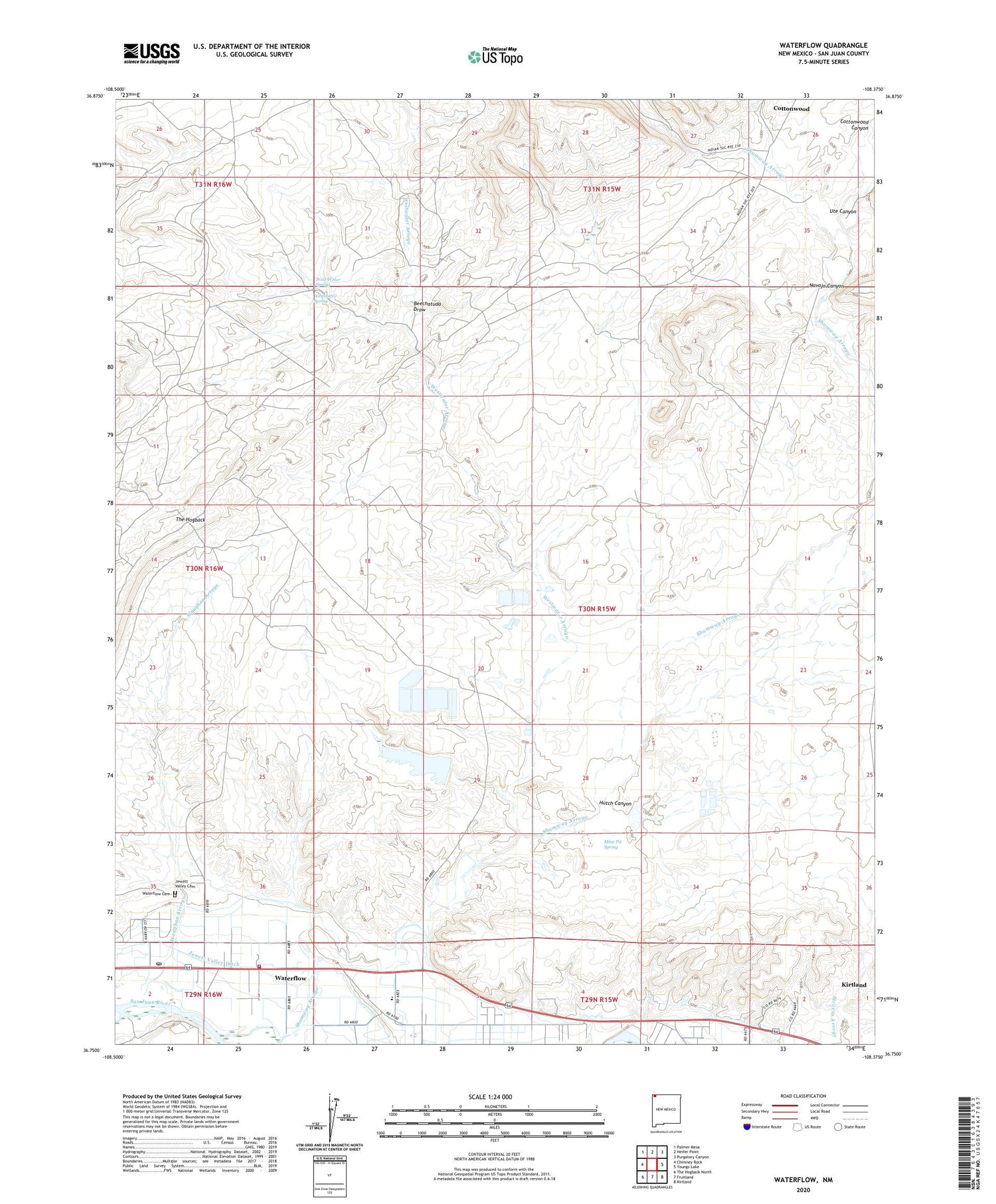 Waterflow New Mexico US Topo Map Image
